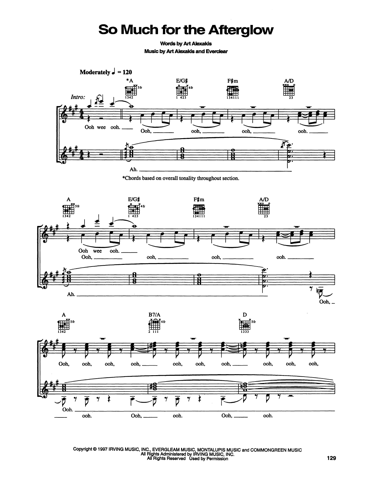 So Much For The Afterglow: Guitar Tab