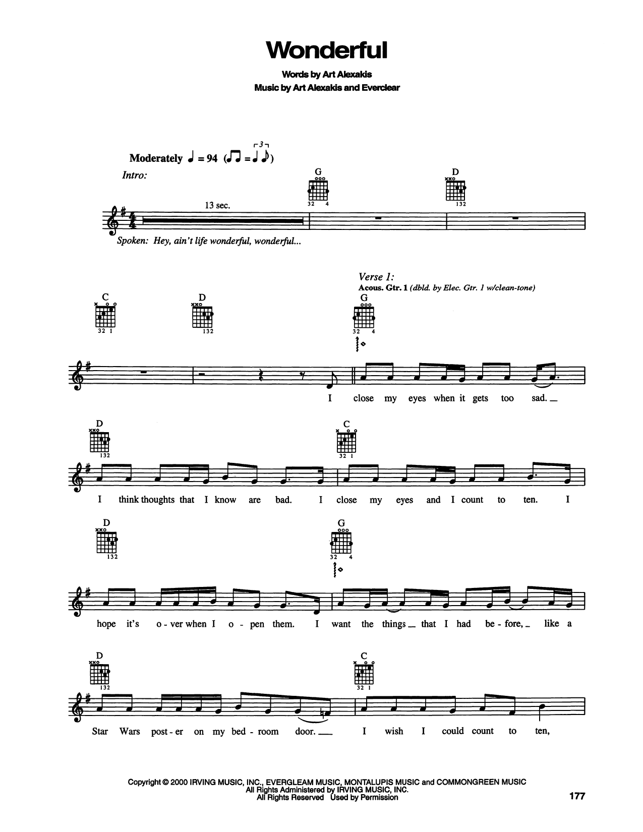 Wonderful: Guitar Tab