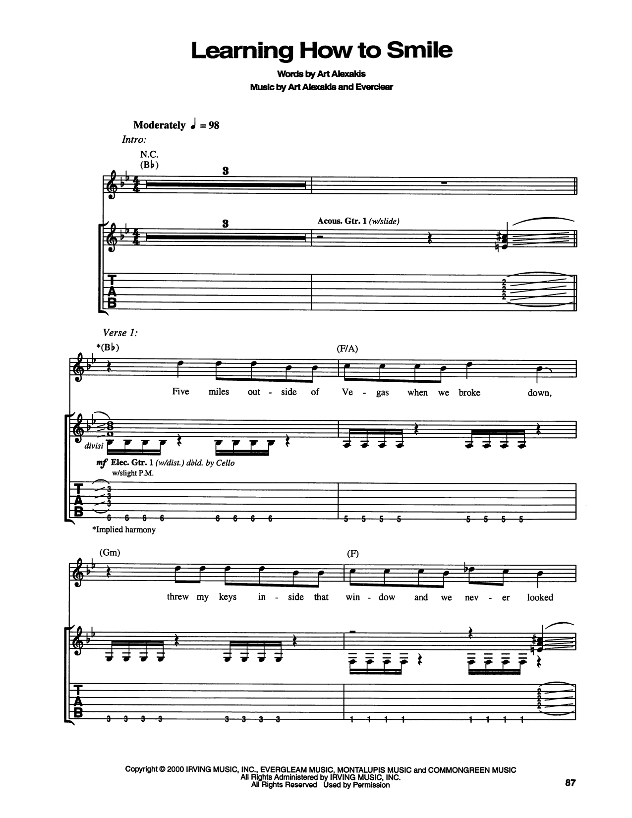 Learning How To Smile: Guitar Tab