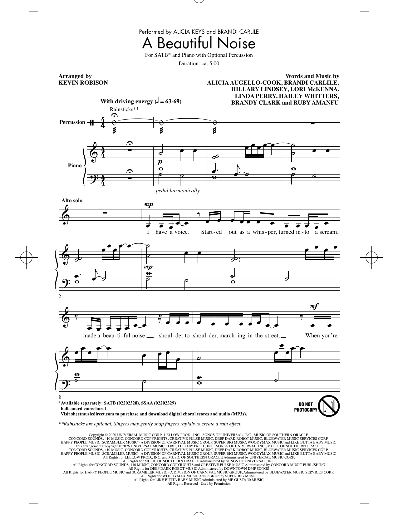 A Beautiful Noise (arr. Kevin Robison): SATB Choral Octavo