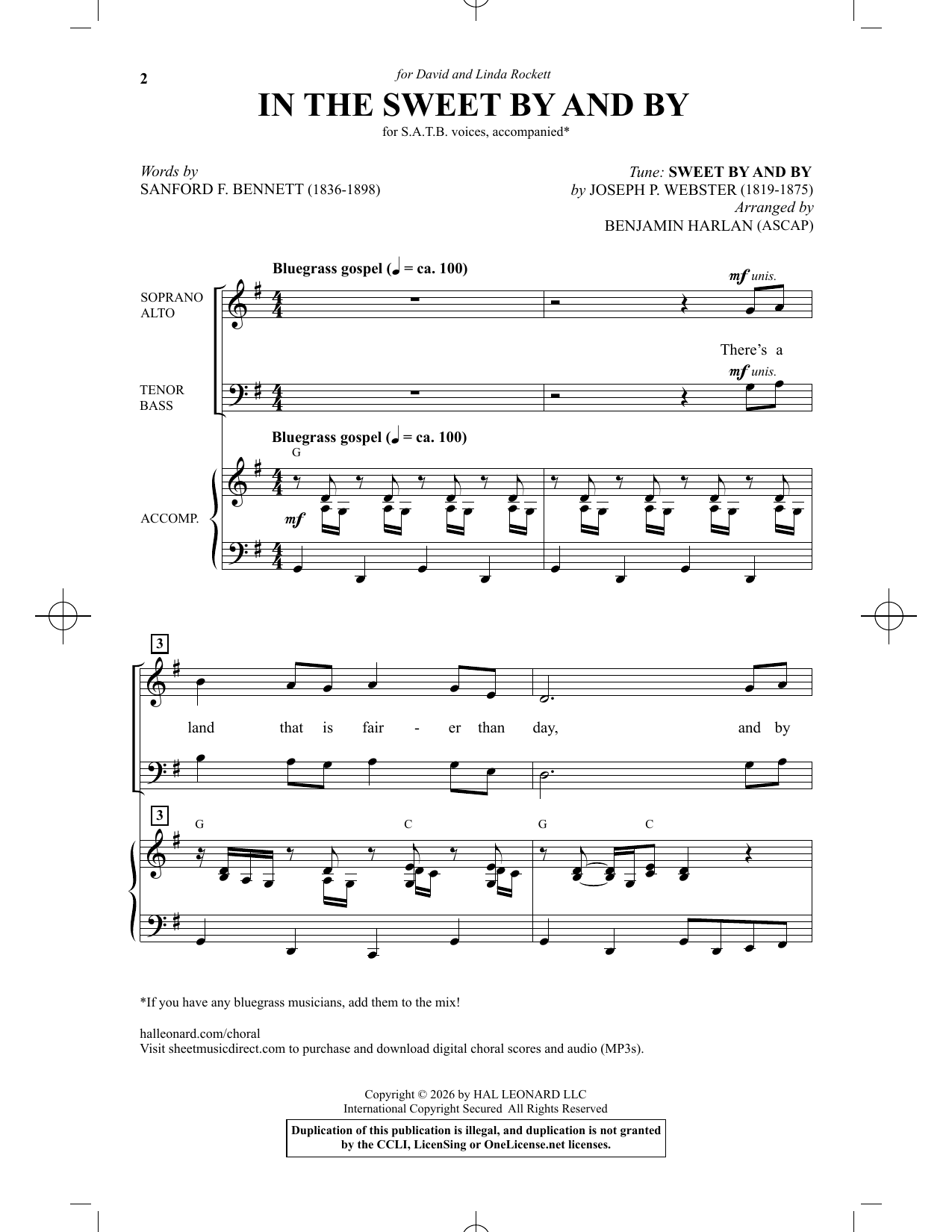 In The Sweet By And By: SATB Choral Octavo
