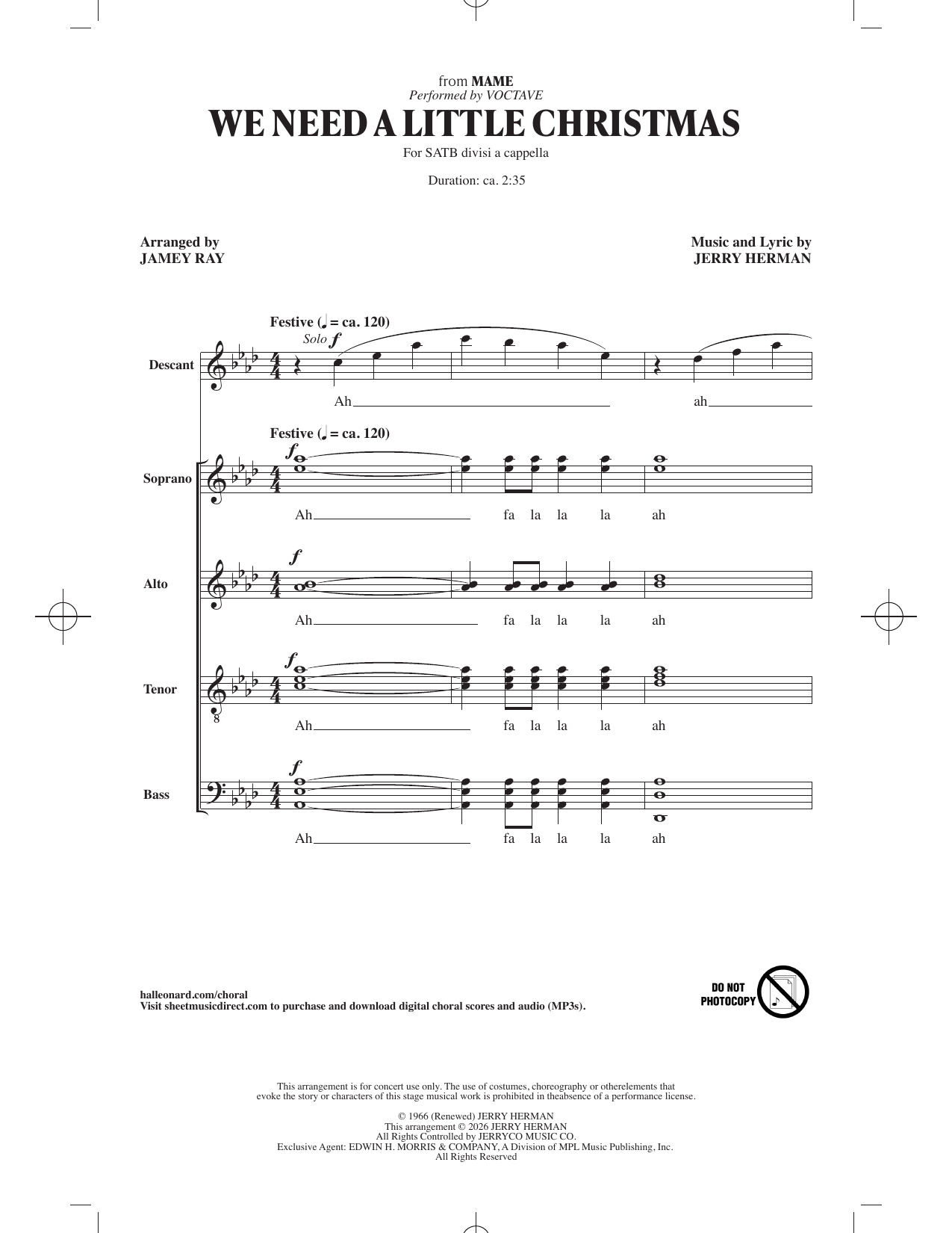 We Need A Little Christmas (arr. Jamey Ray): SATB Divisi Choral Octavo