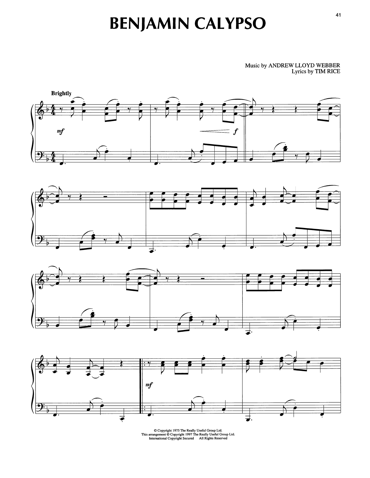 Benjamin Calypso (from Joseph And The Amazing Technicolor Dreamcoat)