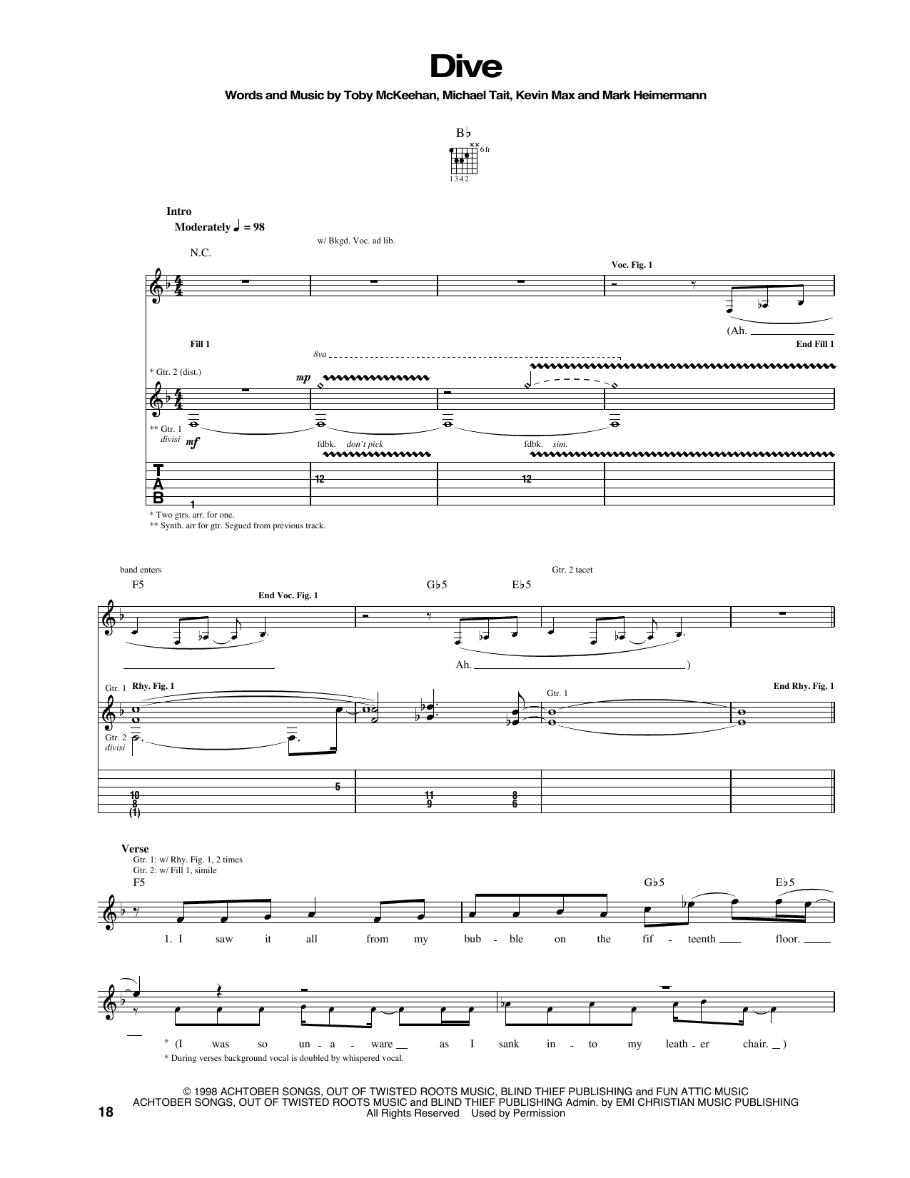 Dive: Guitar Tab