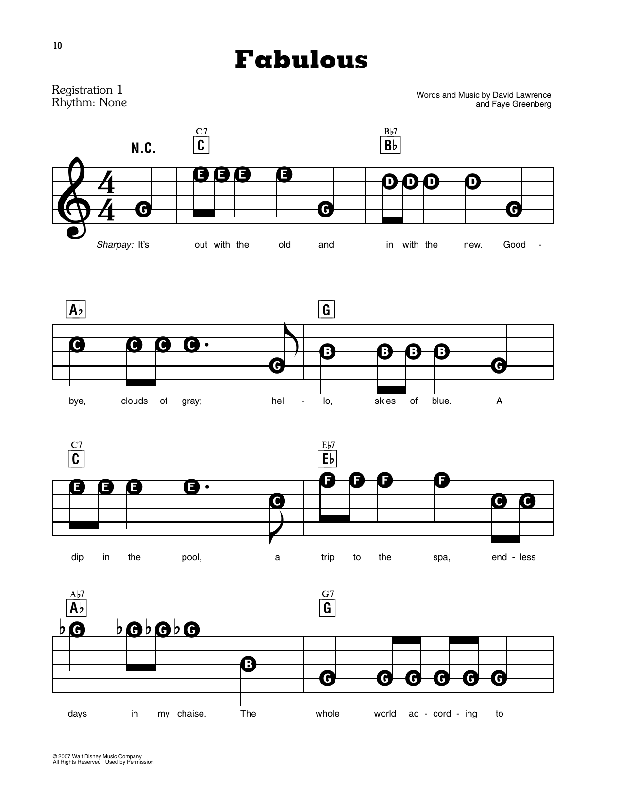Fabulous (from High School Musical 2): E-Z Play Today