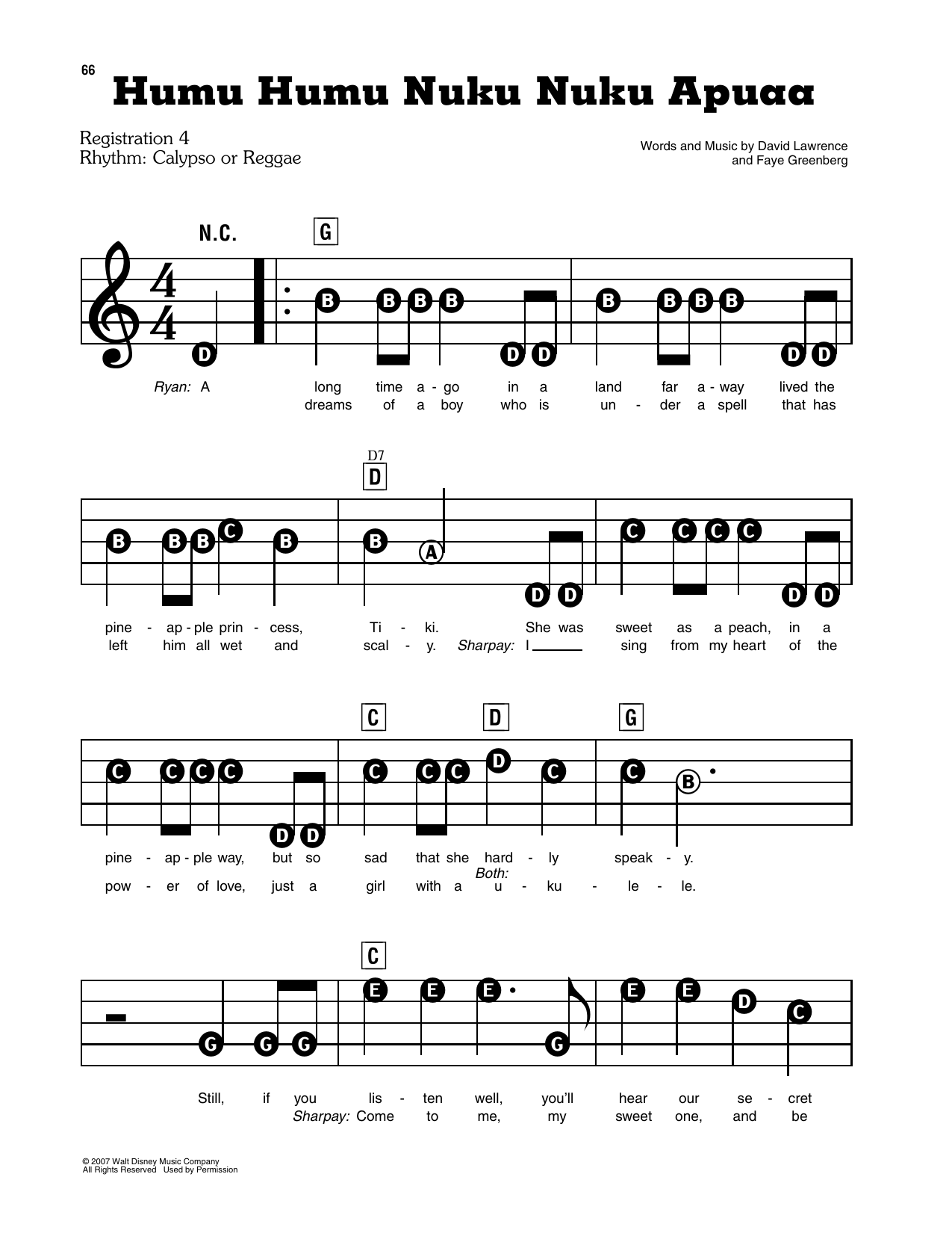 Humu Humu Nuku Nuku Apuaa (from High School Musical 2): E-Z Play Today