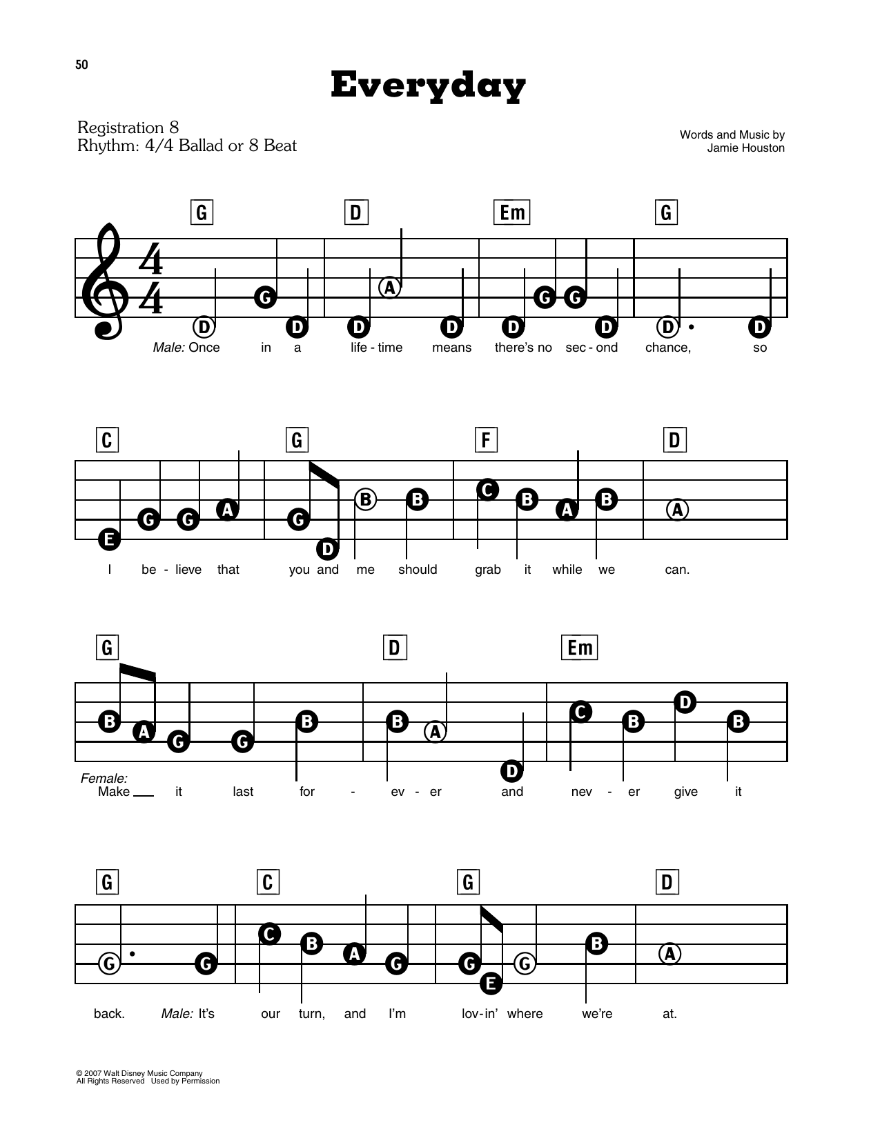 Everyday (from High School Musical 2): E-Z Play Today