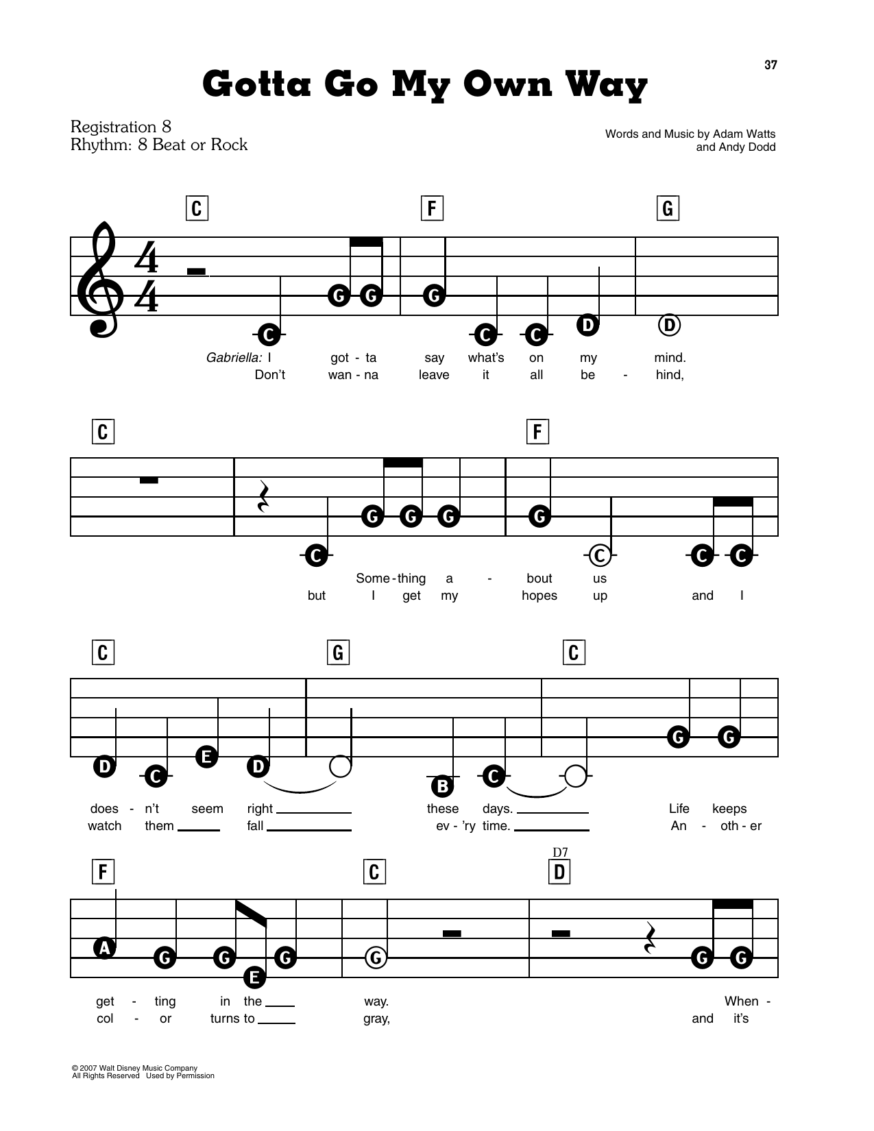 Gotta Go My Own Way (from High School Musical 2): E-Z Play Today