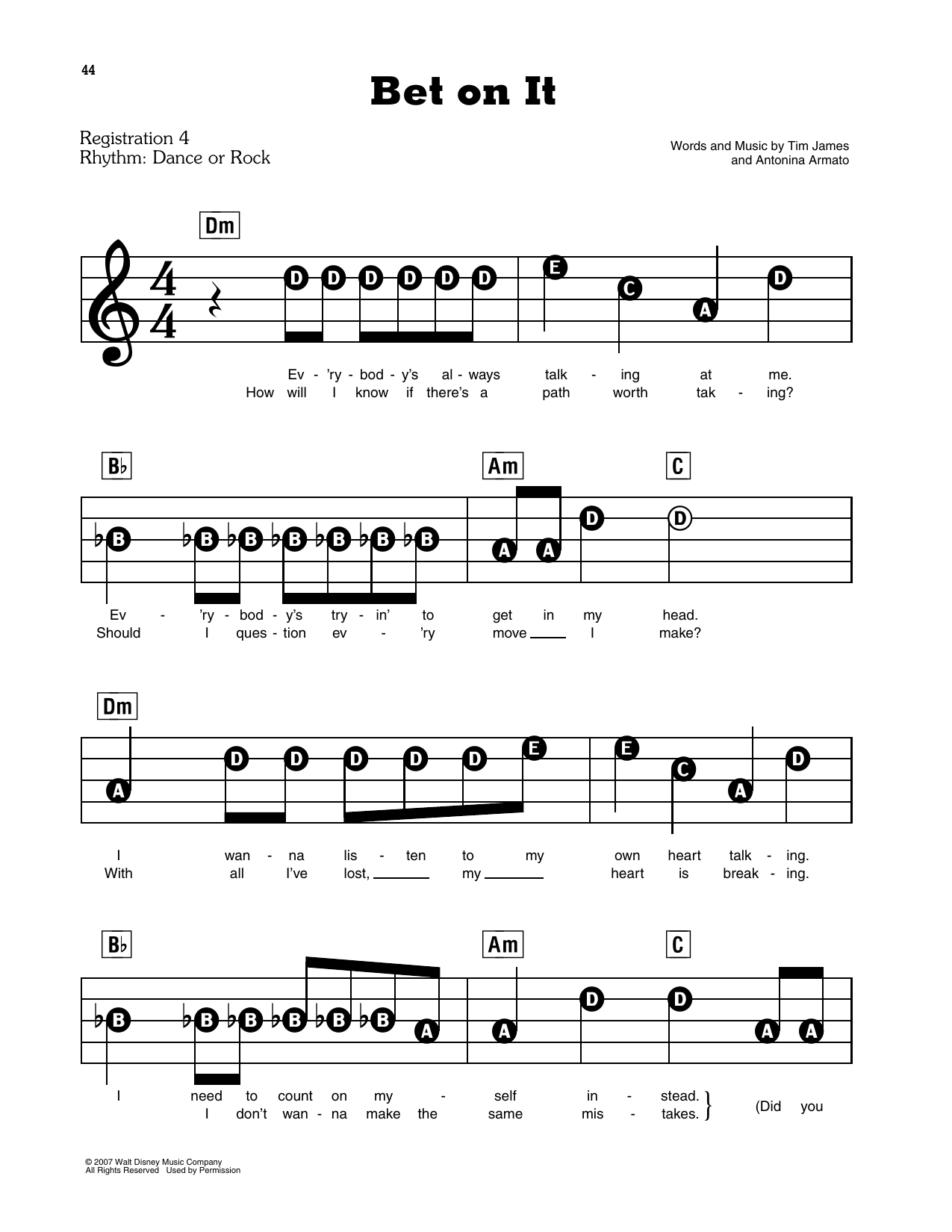Bet On It (from High School Musical 2): E-Z Play Today