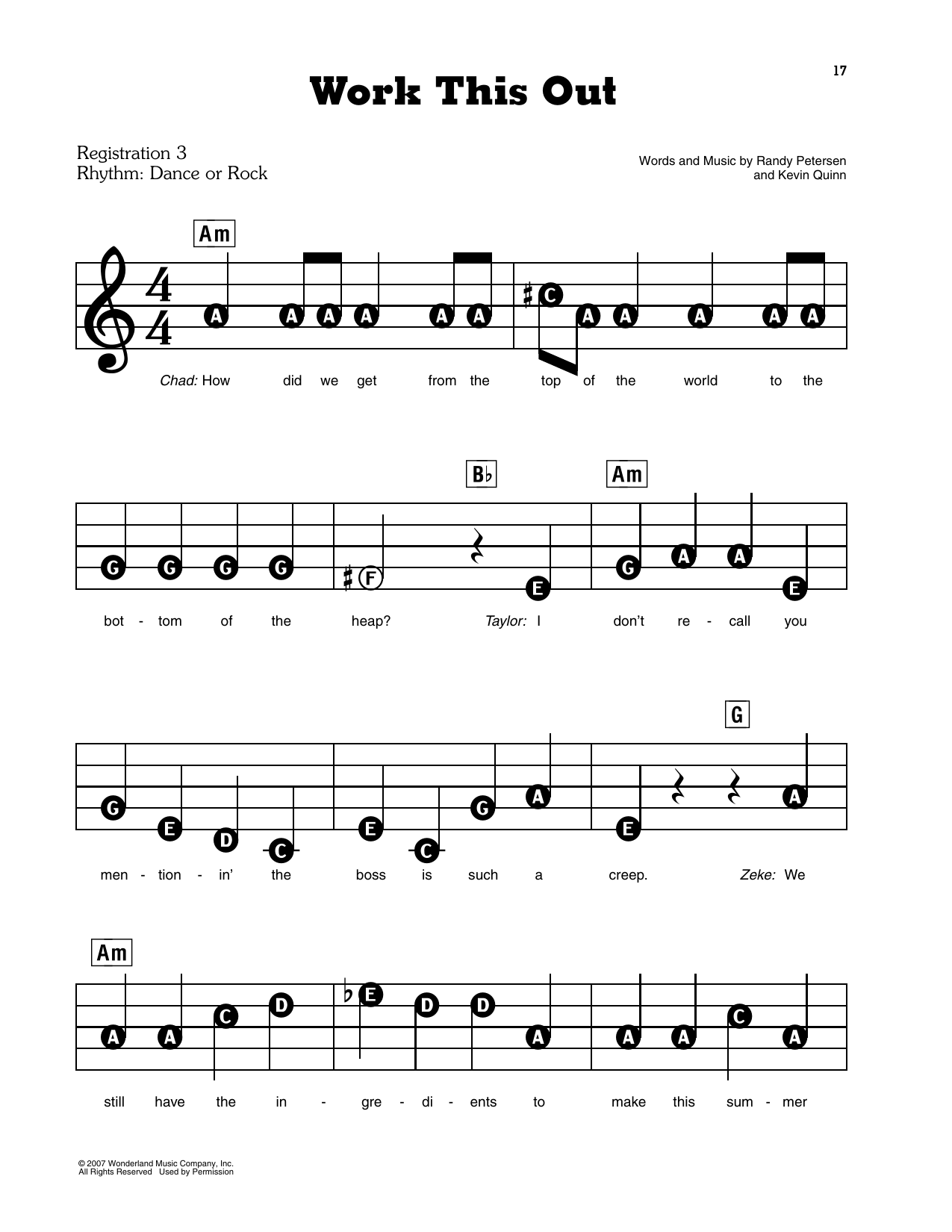 Work This Out (from High School Musical 2): E-Z Play Today