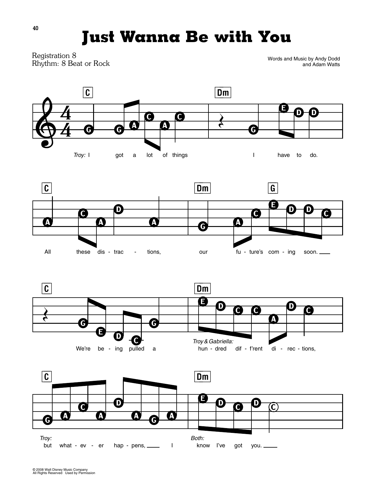 Just Wanna Be With You (from High School Musical 3: Senior Year): E-Z Play Today