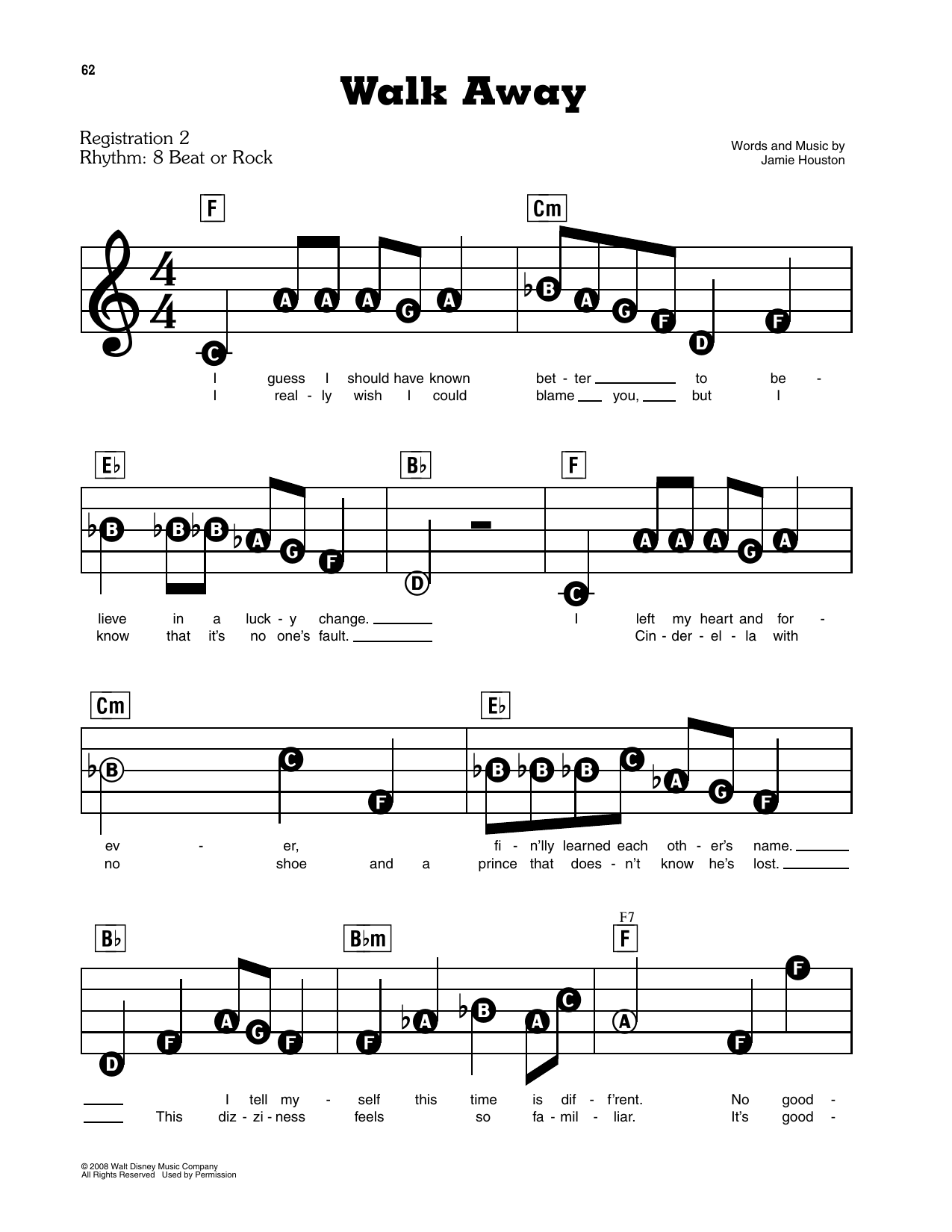 Walk Away (from High School Musical 3: Senior Year): E-Z Play Today