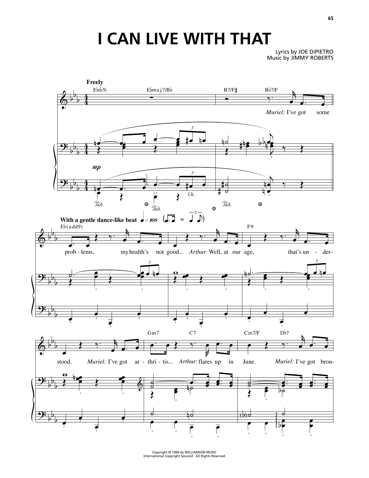 I Can Live With That (from I Love You, You're Perfect, Now Change): Piano Vocal