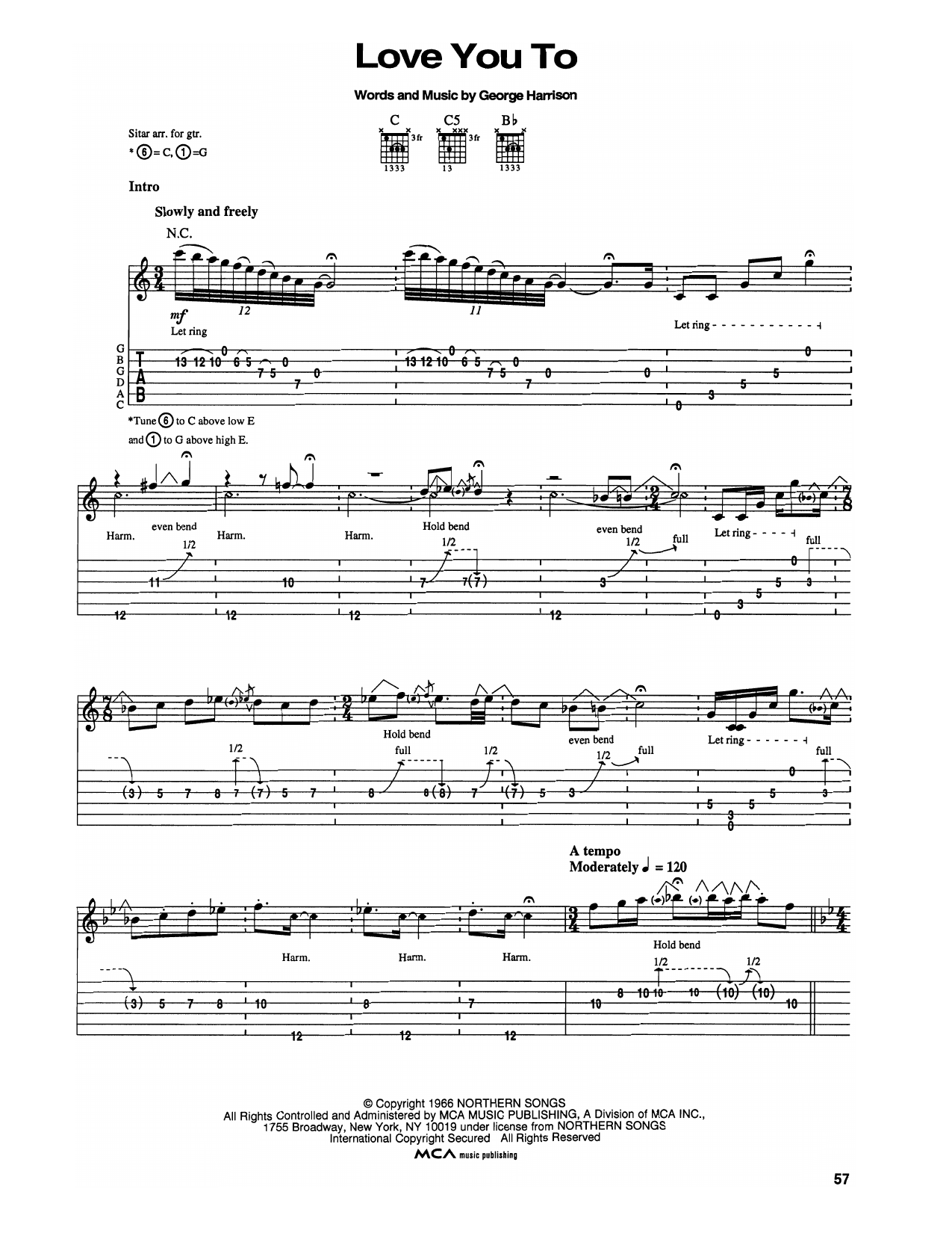 Love You To: Guitar Tab