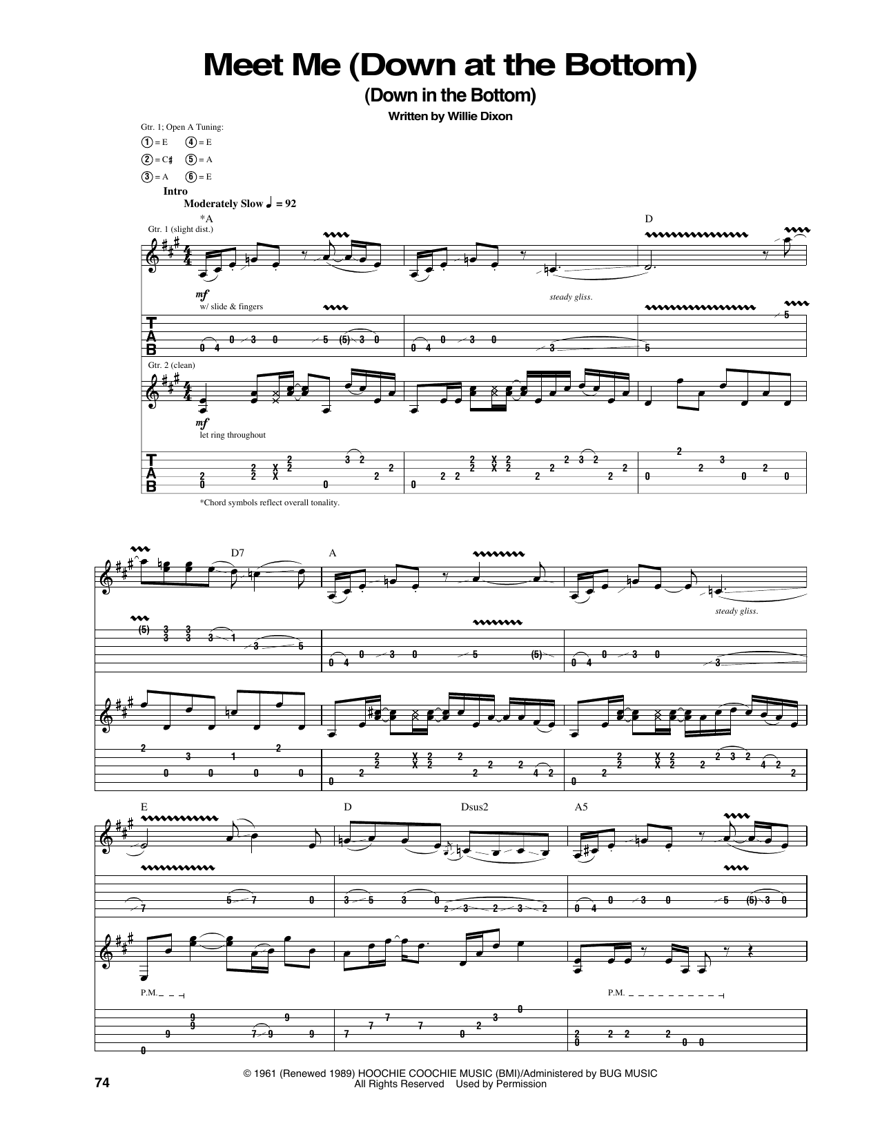 Meet Me (Down At The Bottom) (Down In The Bottom): Guitar Tab