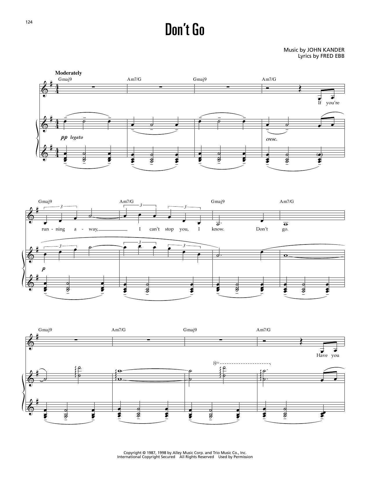 Don't Go (from Cabaret): Piano Vocal