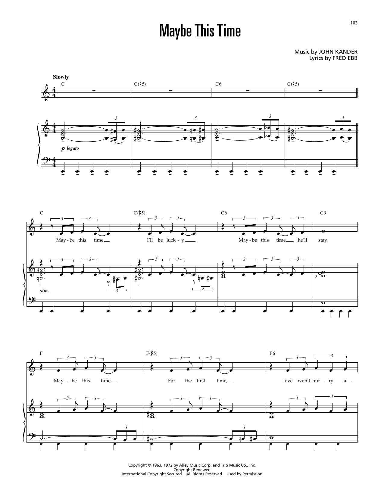 Maybe This Time (from Cabaret): Piano Vocal