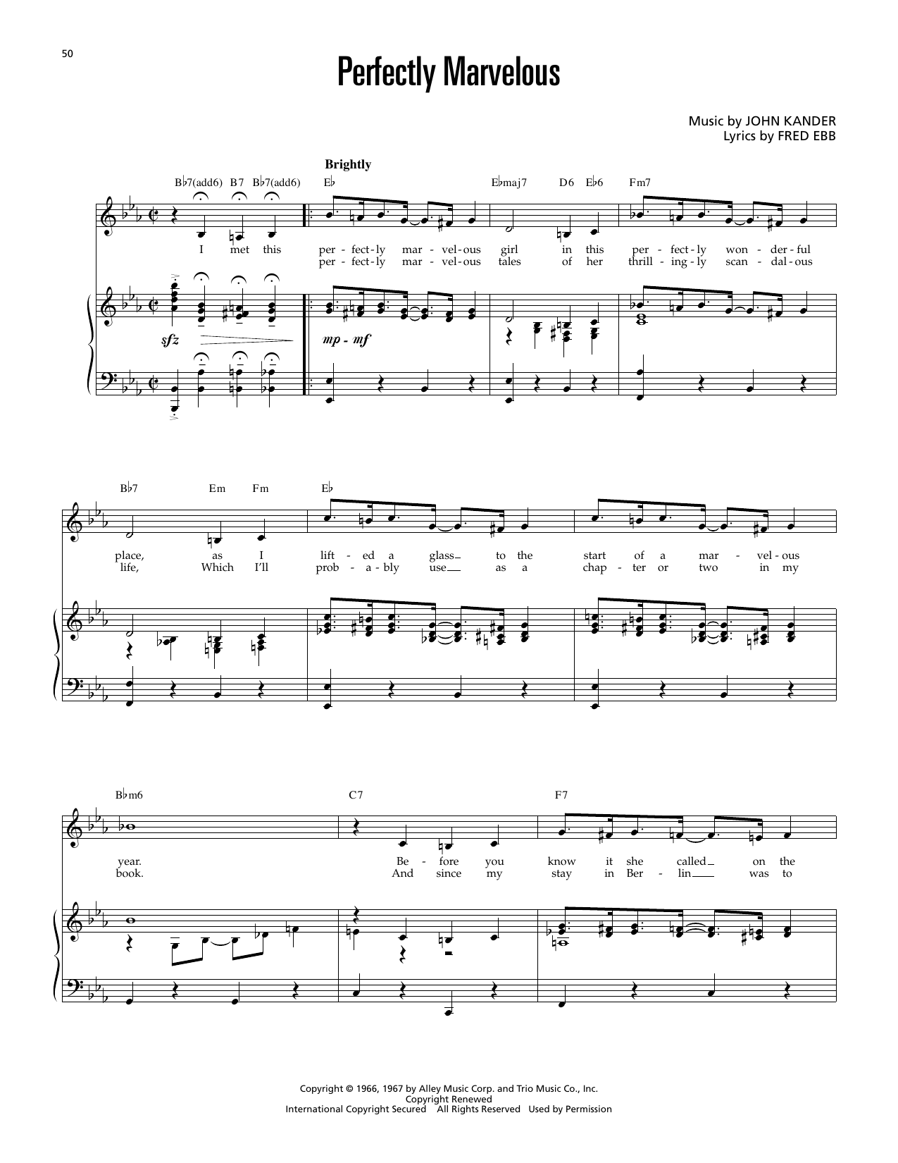 Perfectly Marvelous (from Cabaret): Piano Vocal
