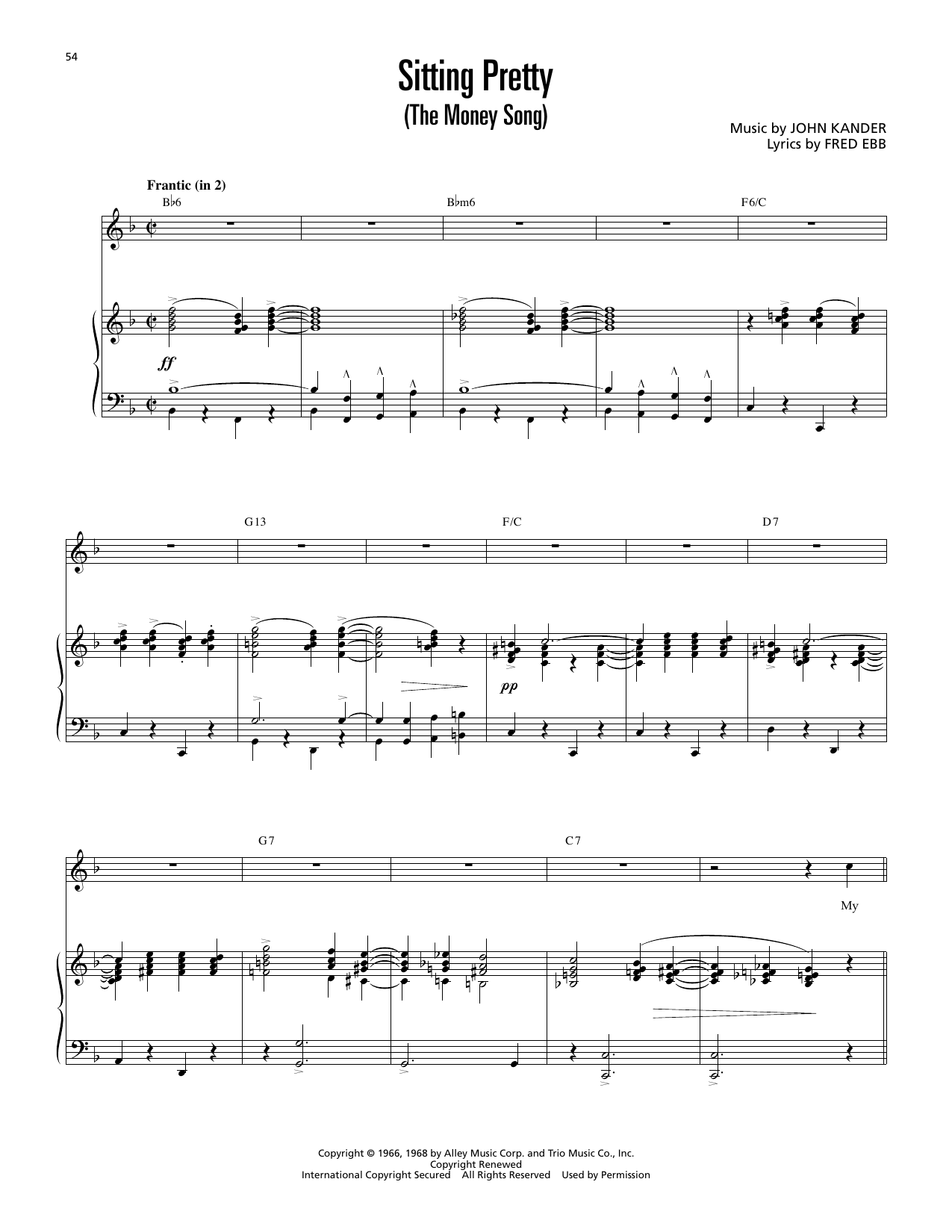 Sitting Pretty (The Money Song) (from Cabaret): Piano Vocal