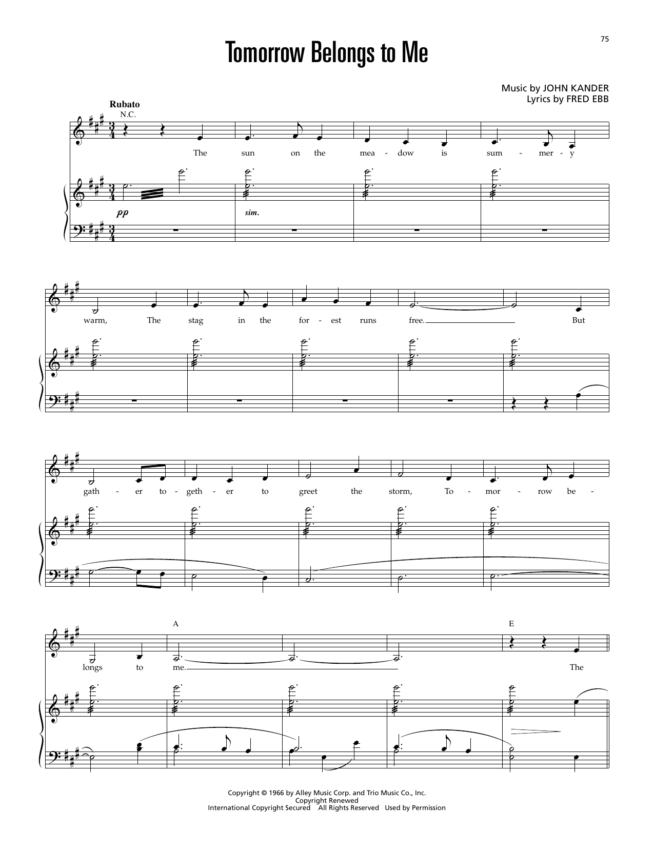 Tomorrow Belongs To Me (from Cabaret): Piano Vocal