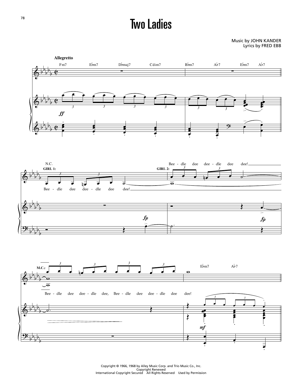 Two Ladies (from Cabaret): Piano Vocal
