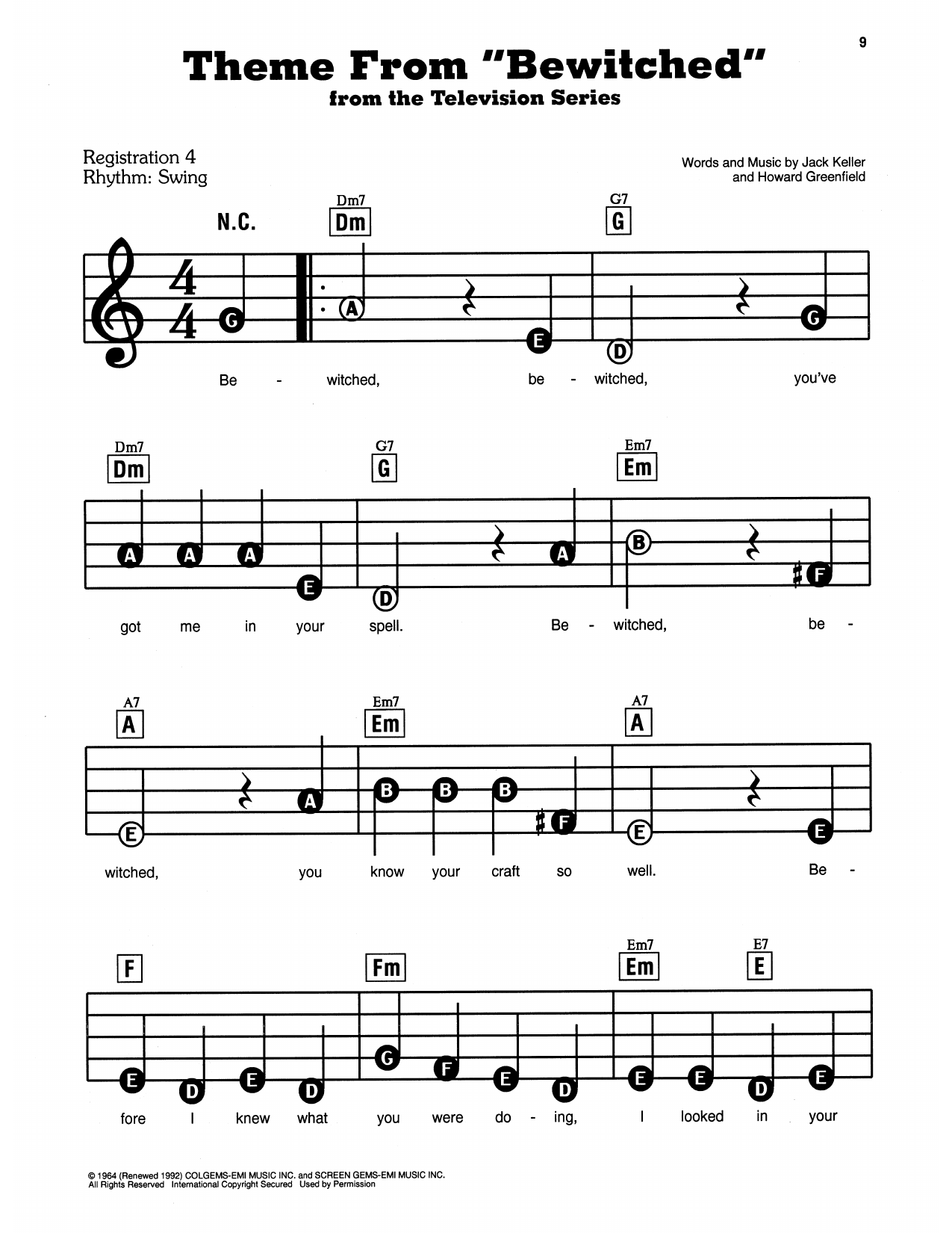 Theme From "Bewitched": E-Z Play Today