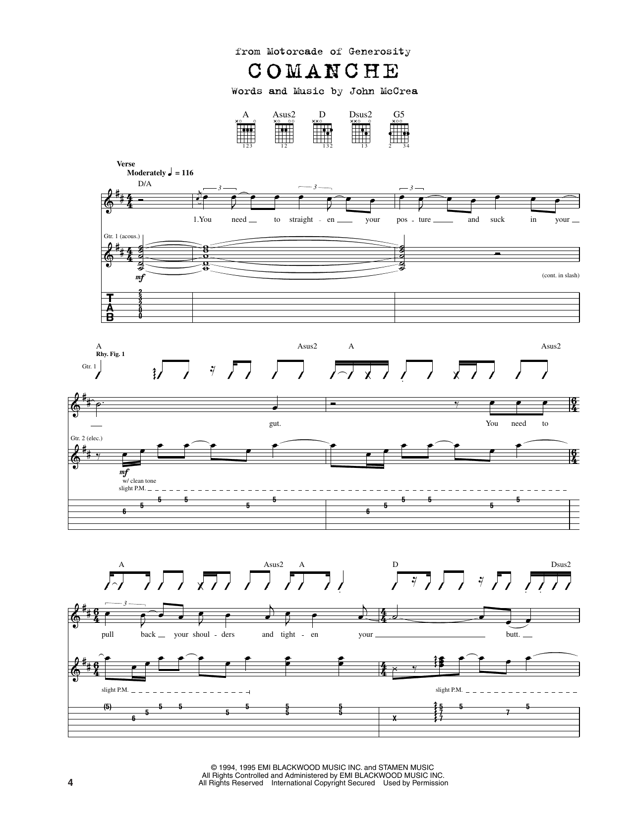 Comanche: Guitar Tab