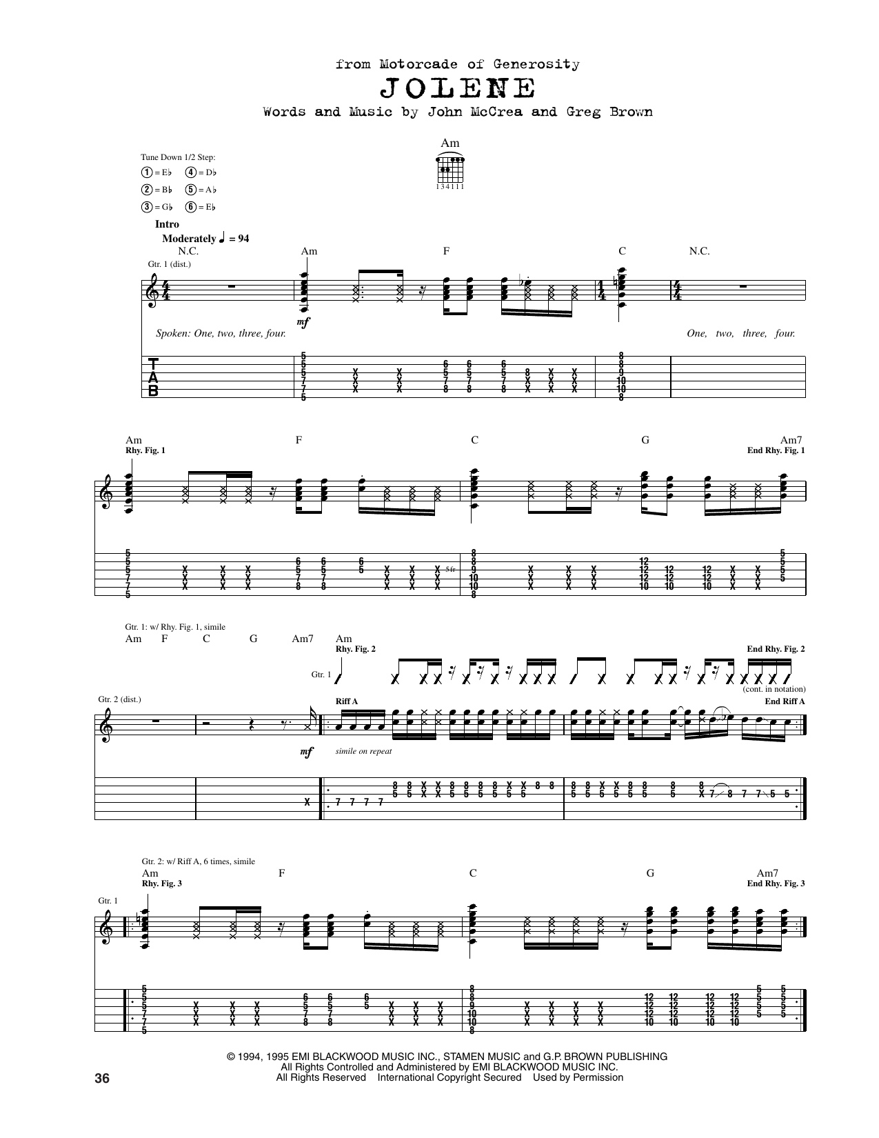 Jolene: Guitar Tab