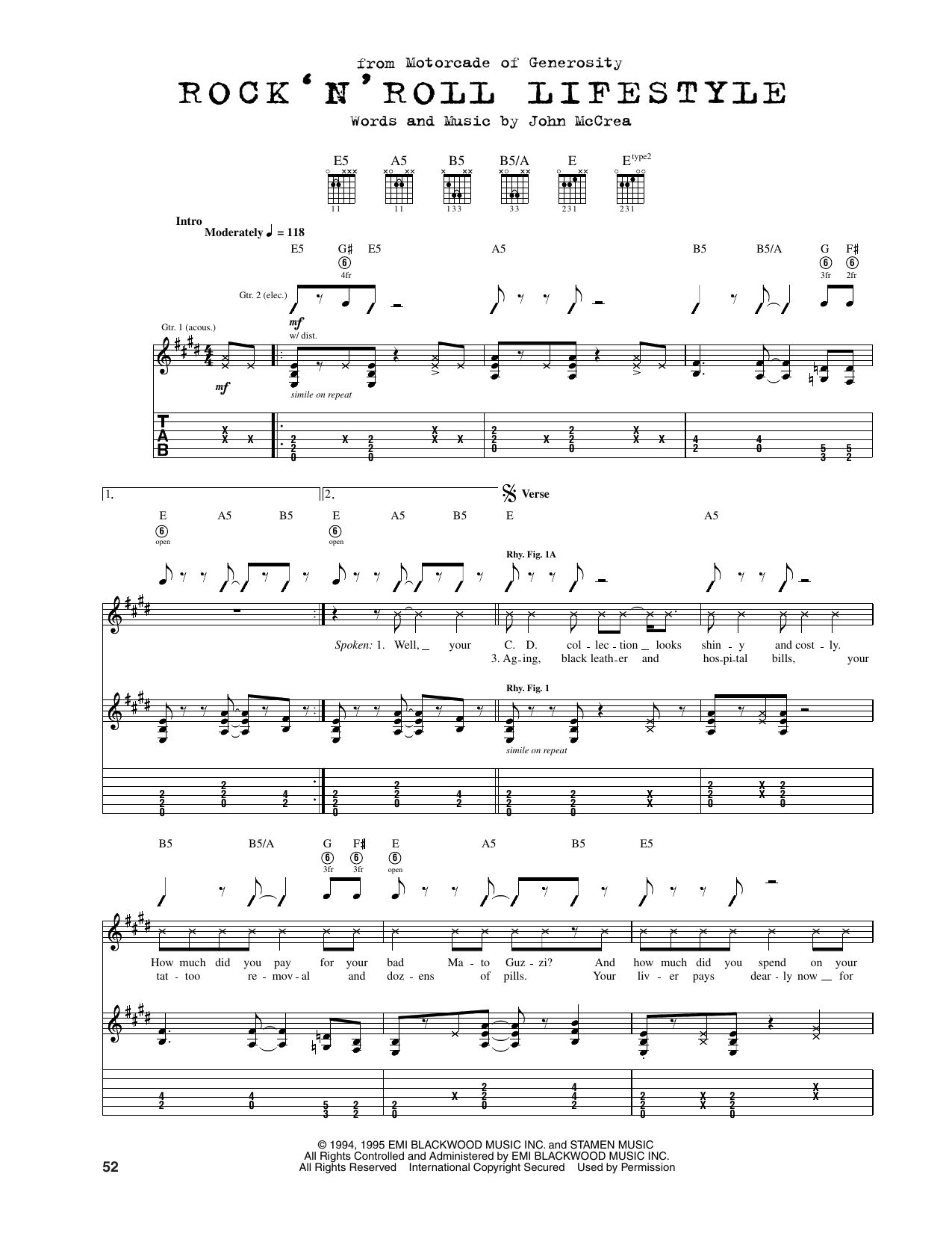 Rock 'N Roll Lifestyle: Guitar Tab