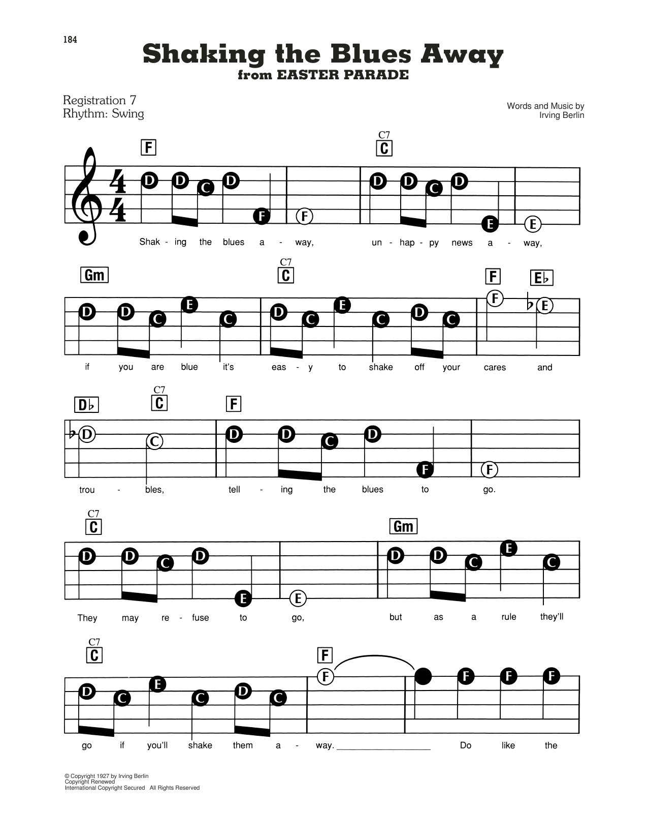 Shaking The Blues Away (from Holiday Inn): E-Z Play Today