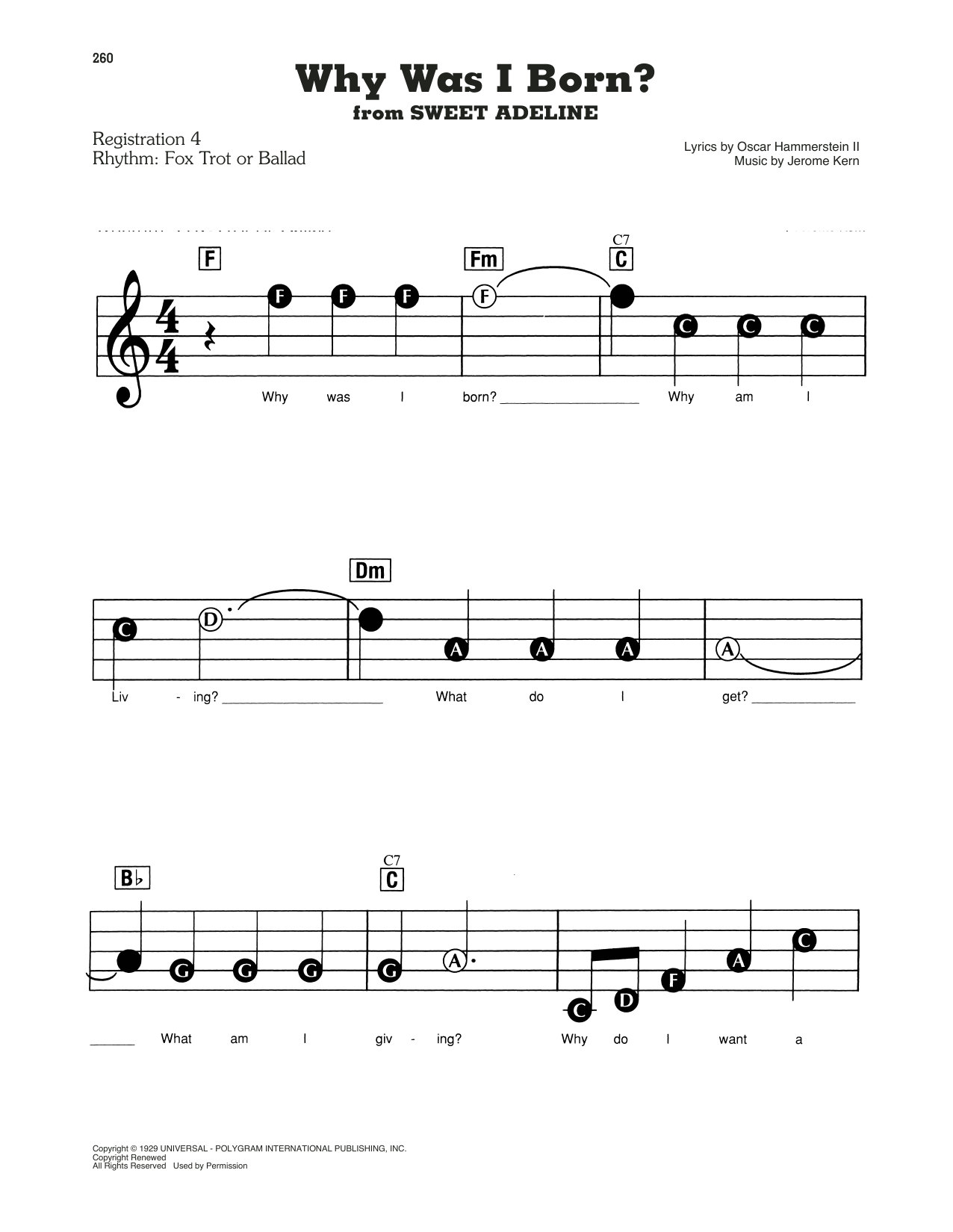 Why Was I Born? (from Sweet Adeline): E-Z Play Today