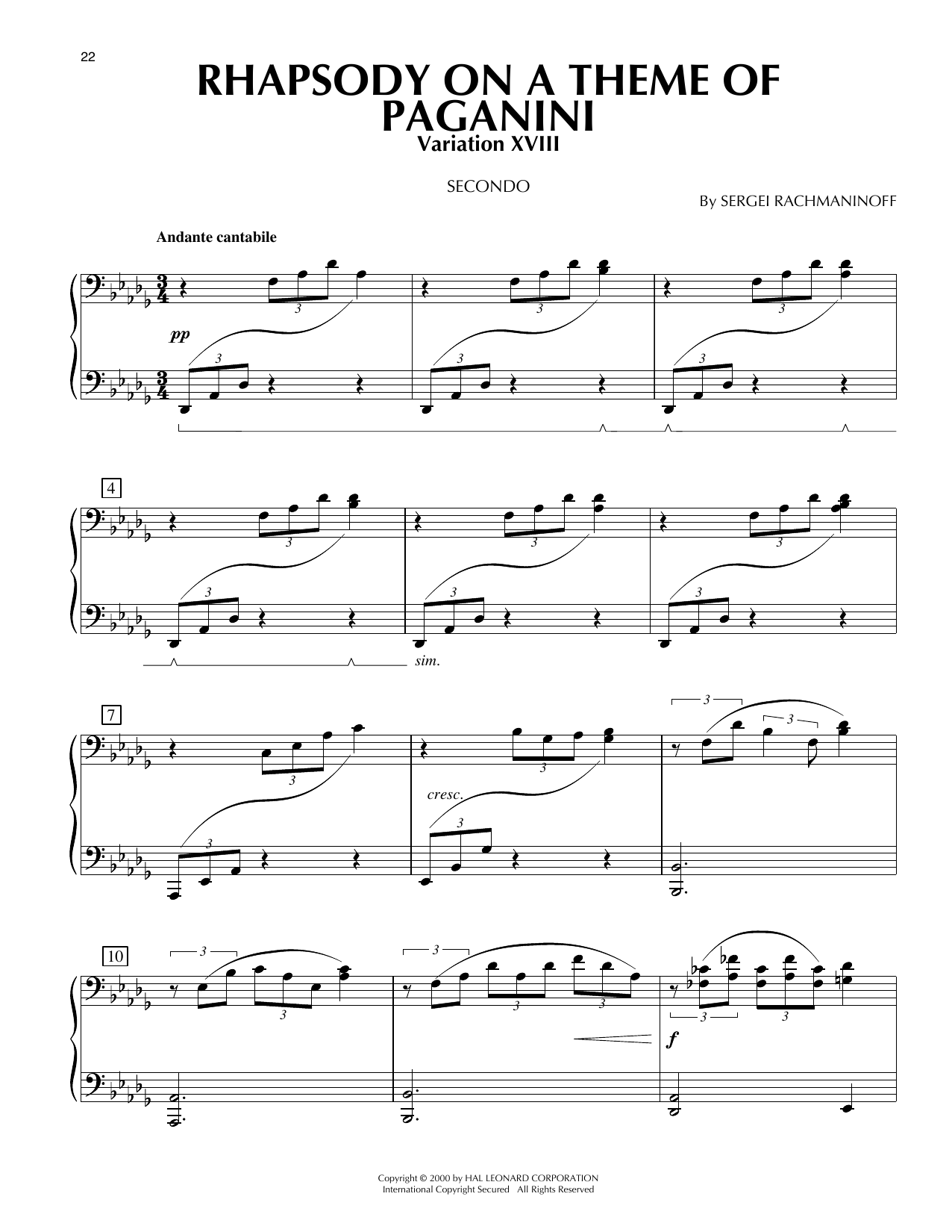 Rhapsody On A Theme Of Paganini, Variation XVIII