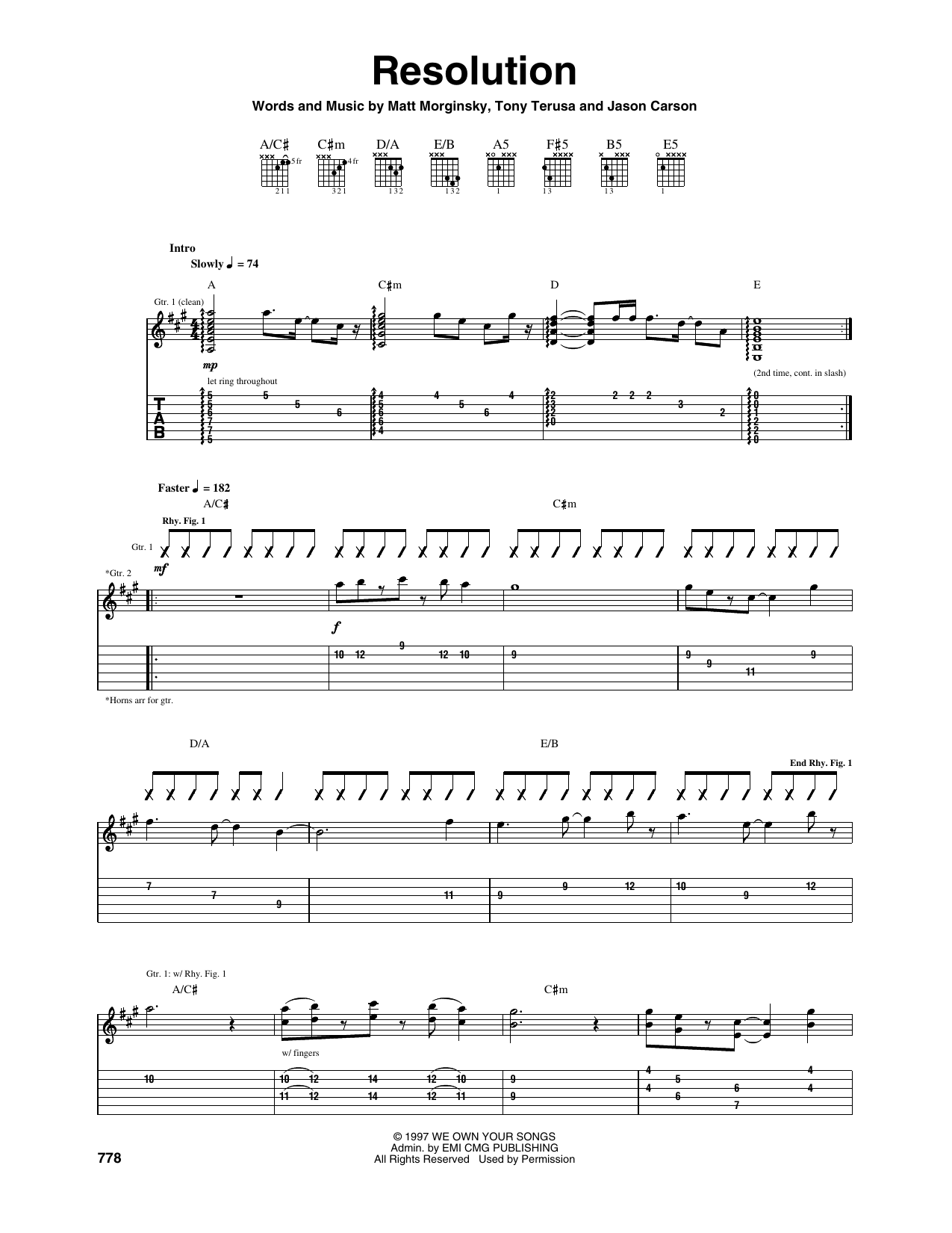 Resolution: Guitar Tab