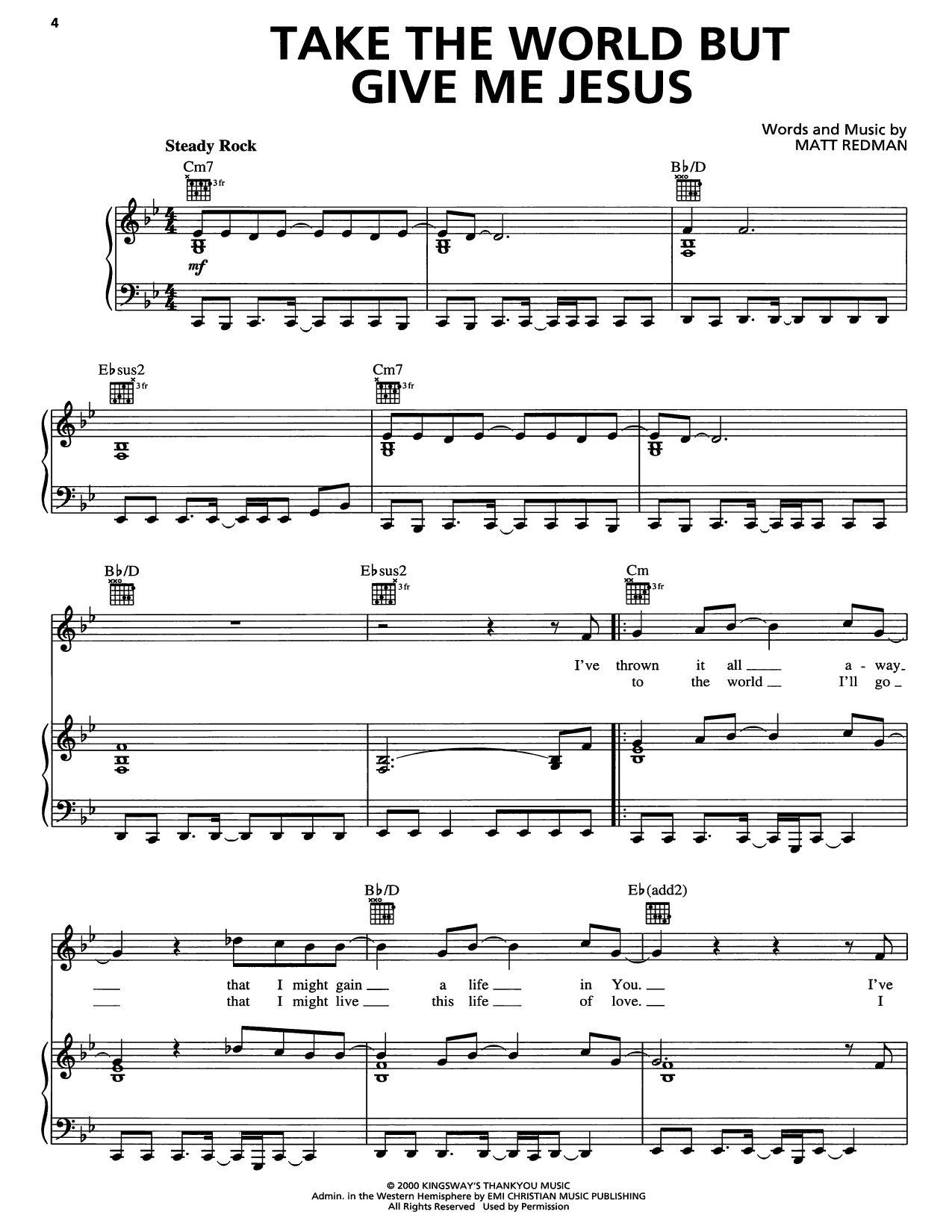 Take The World But Give Me Jesus: Piano/Vocal/Guitar Sheet