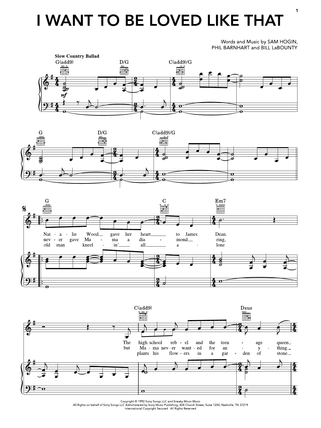 I Want To Be Loved Like That: Piano/Vocal/Guitar Sheet
