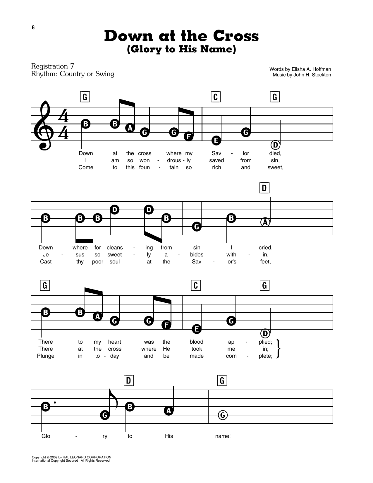 Down At The Cross (Glory To His Name): E-Z Play Today