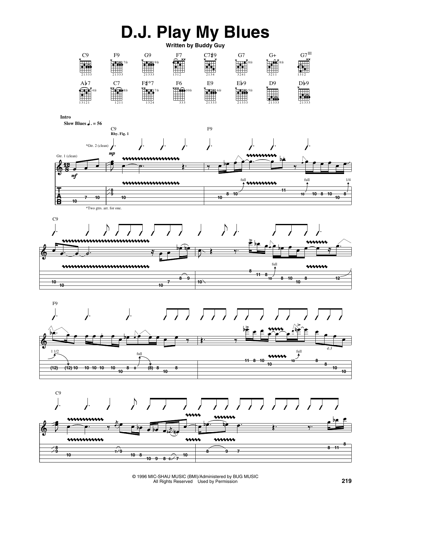 D.J. Play My Blues: Guitar Tab