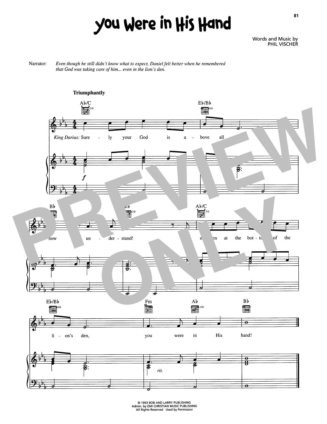 You Were In His Hand: Piano/Vocal/Guitar Sheet