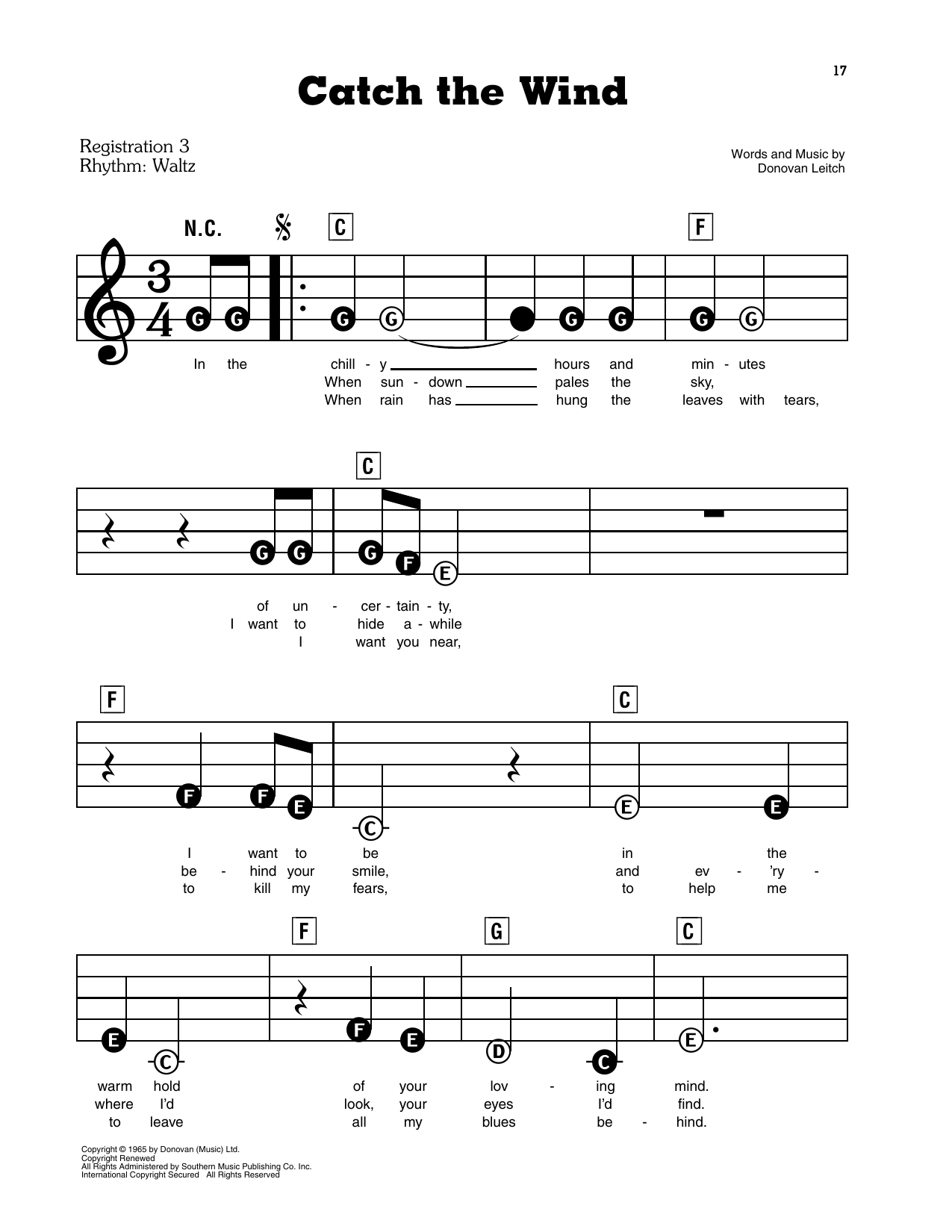 Catch The Wind: E-Z Play Today