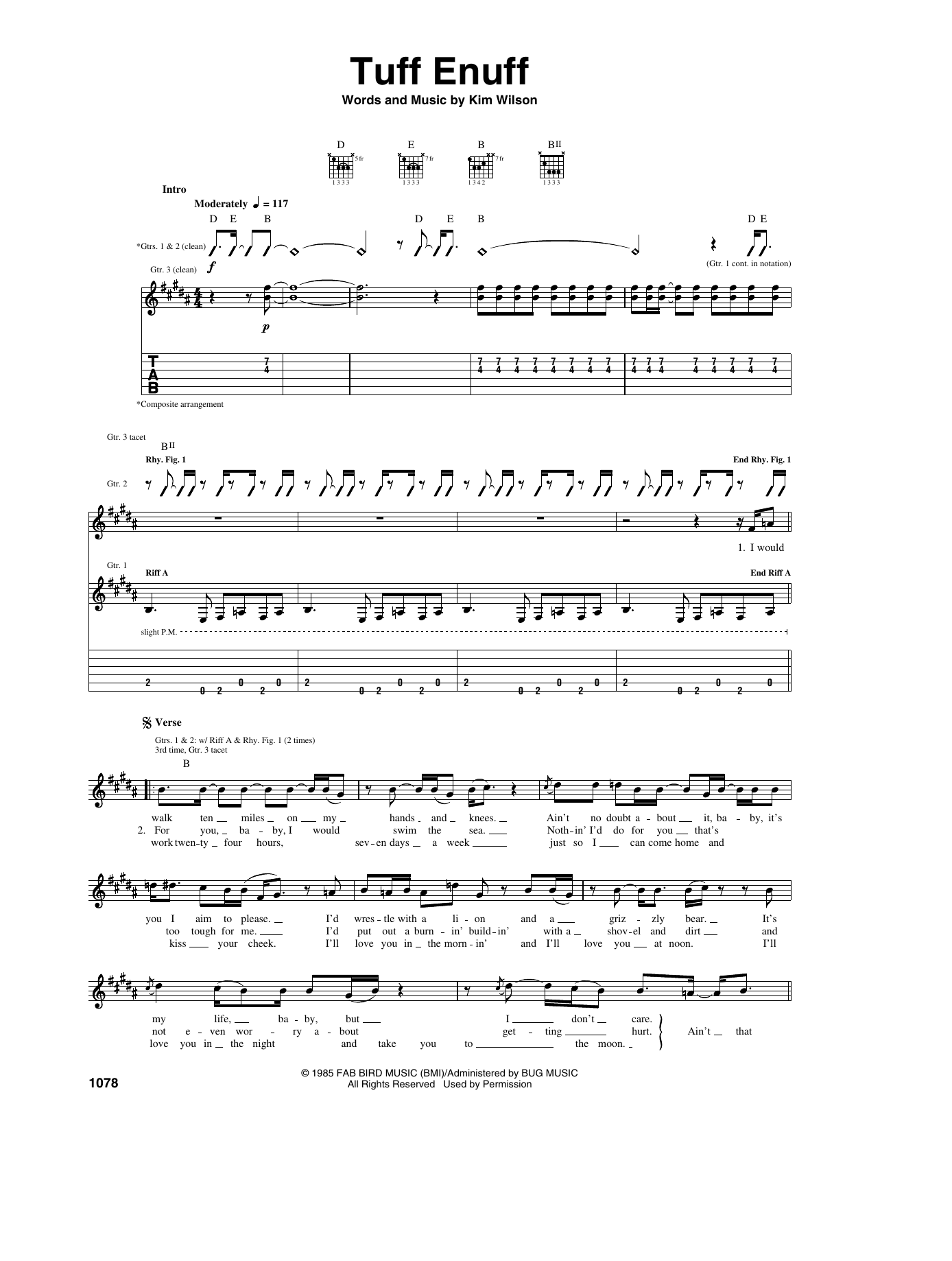 Tuff Enuff: Guitar Tab