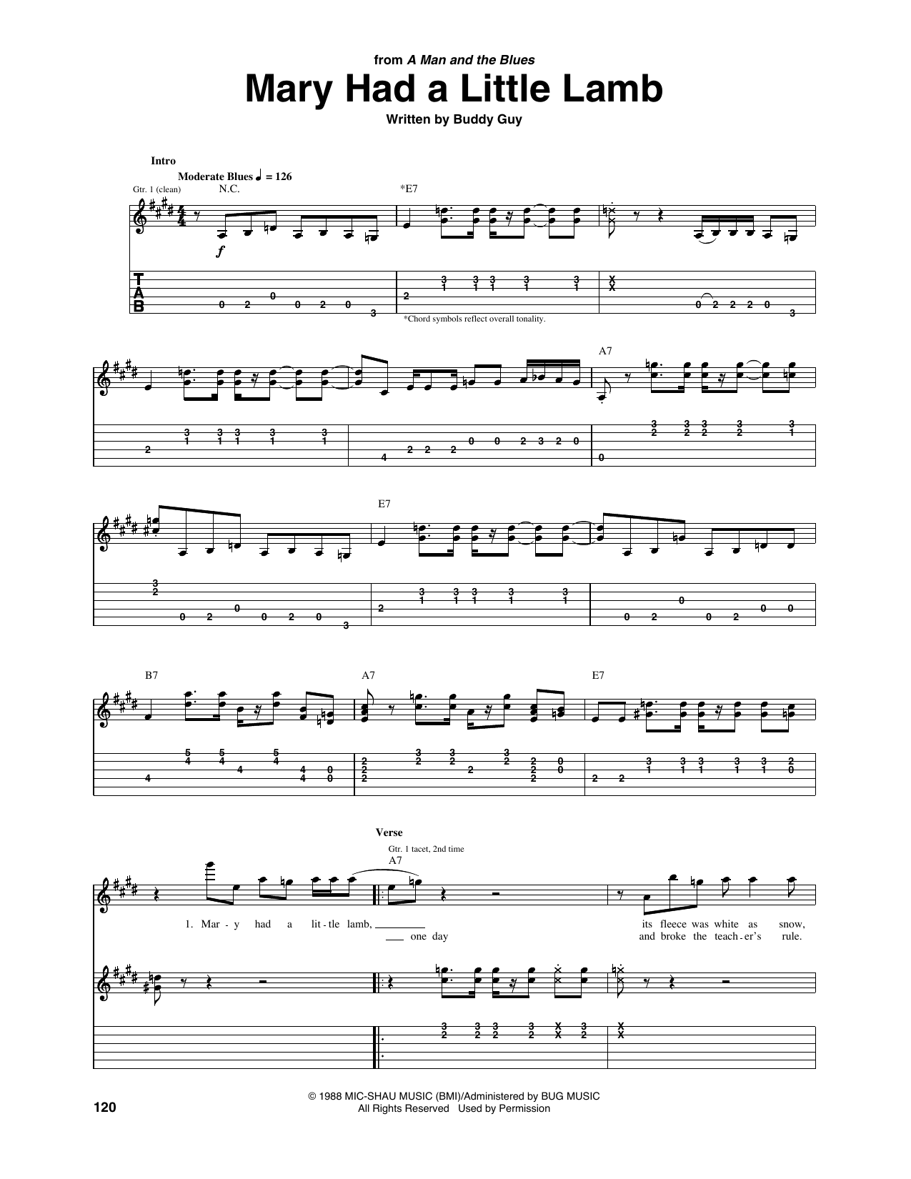 Mary Had A Little Lamb: Guitar Tab