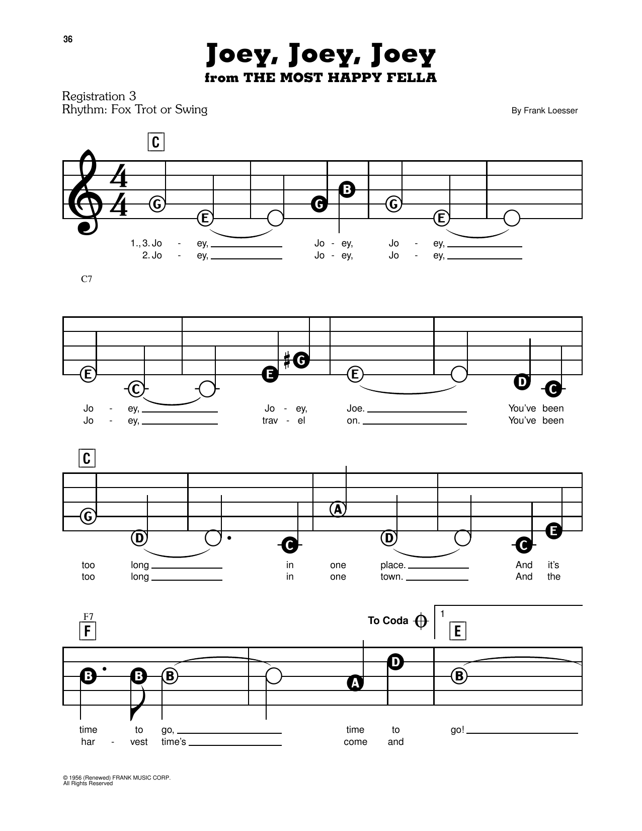 Joey, Joey, Joey (from The Most Happy Fella): E-Z Play Today