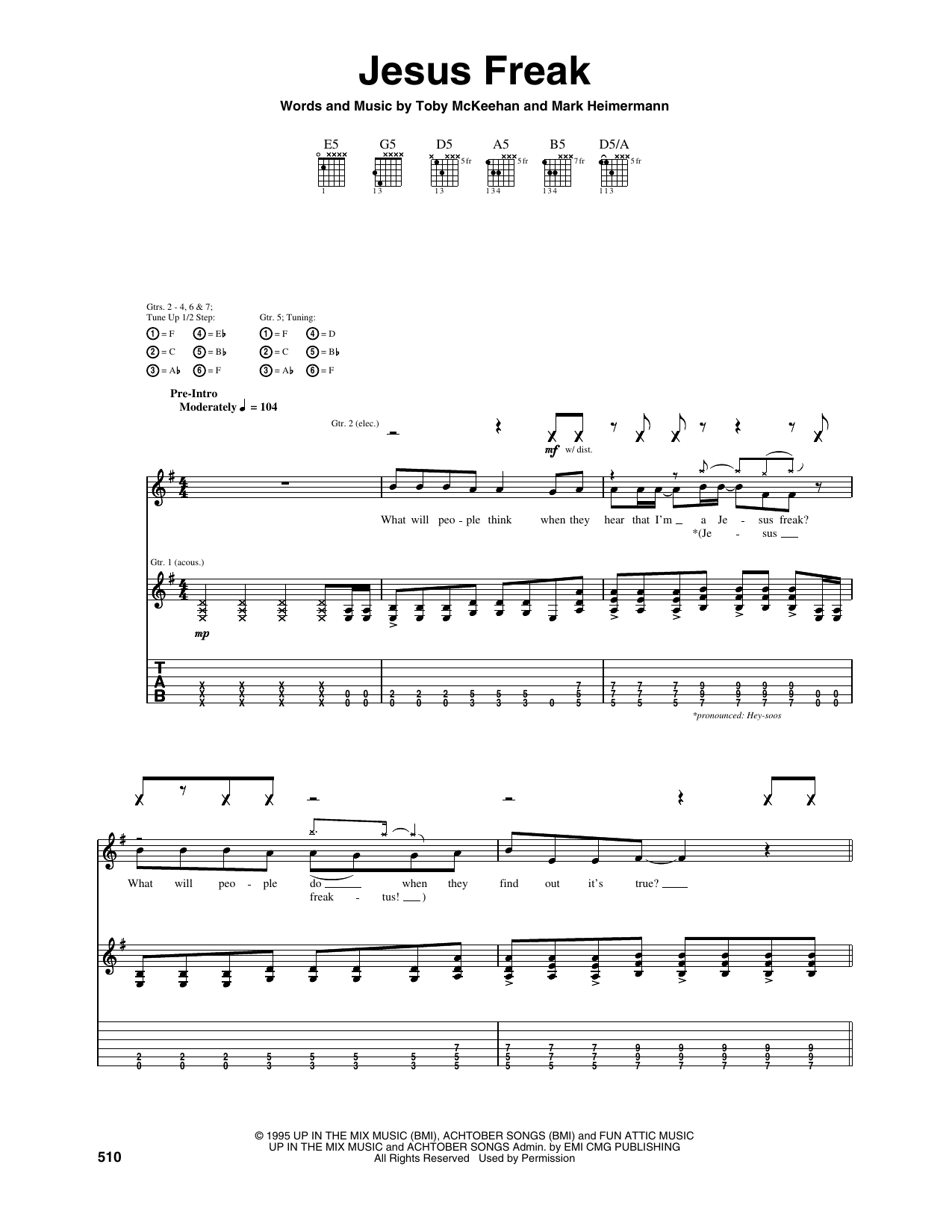 Jesus Freak: Guitar Tab