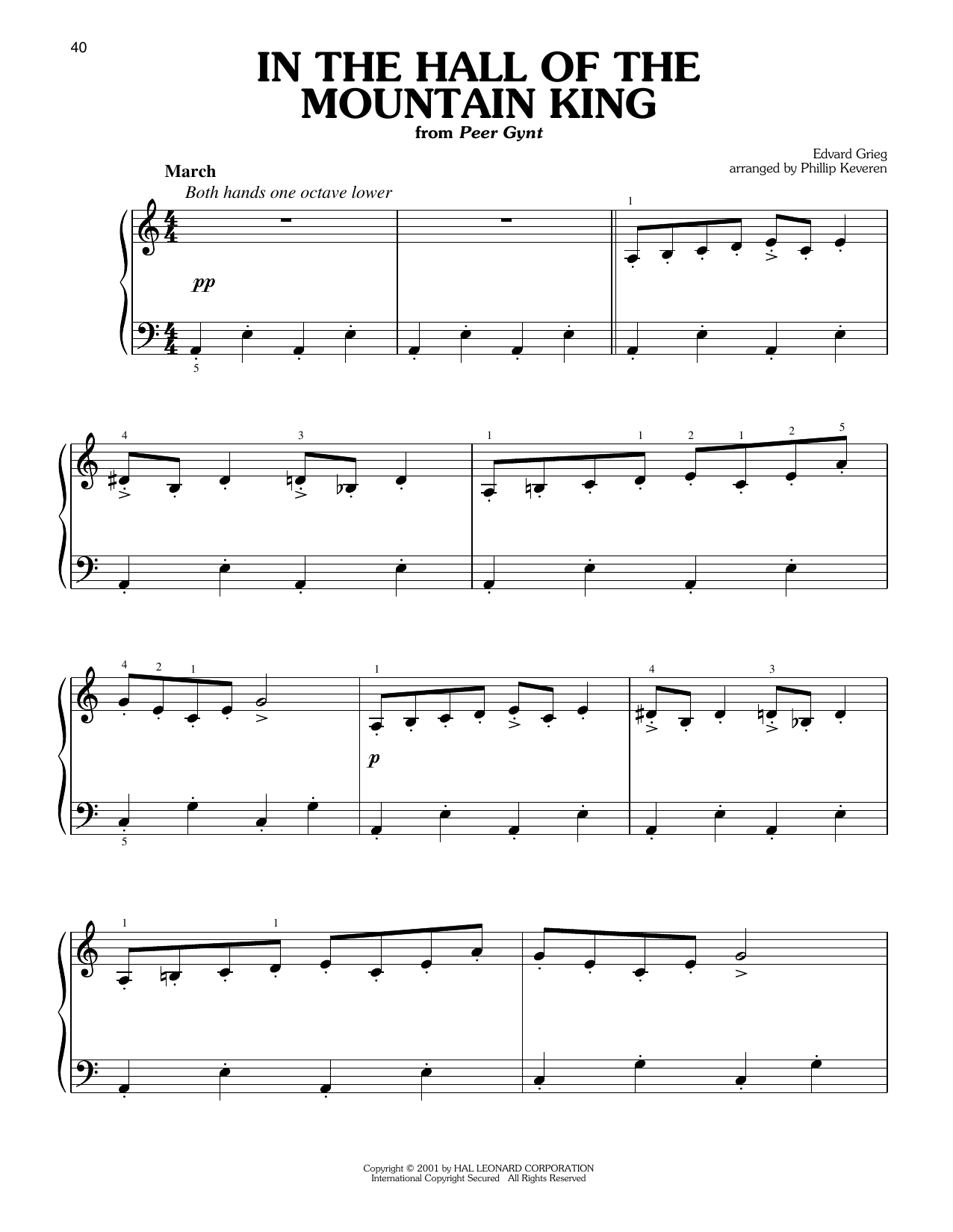 In The Hall Of The Mountain King (arr. Phillip Keveren): Easy Piano