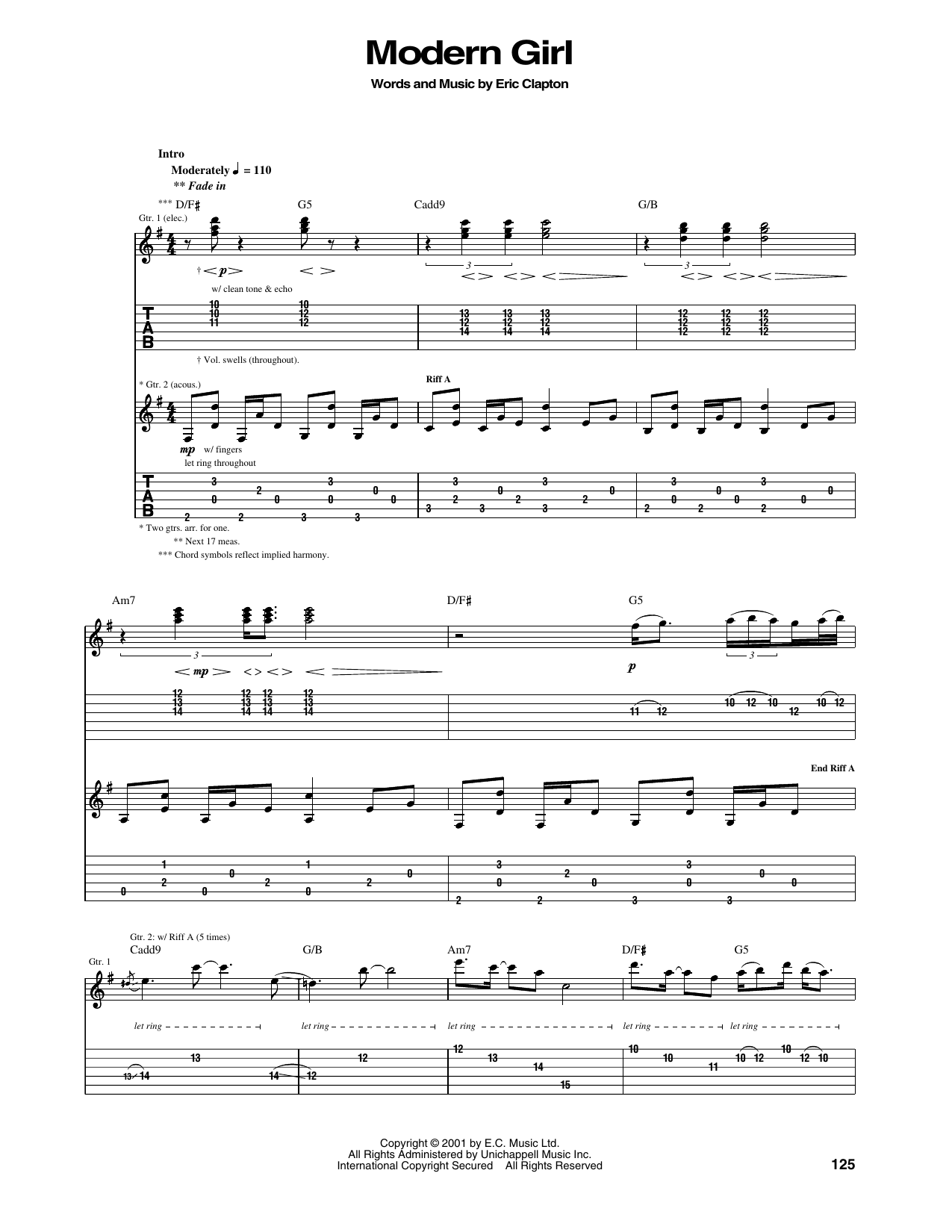 Modern Girl: Guitar Tab