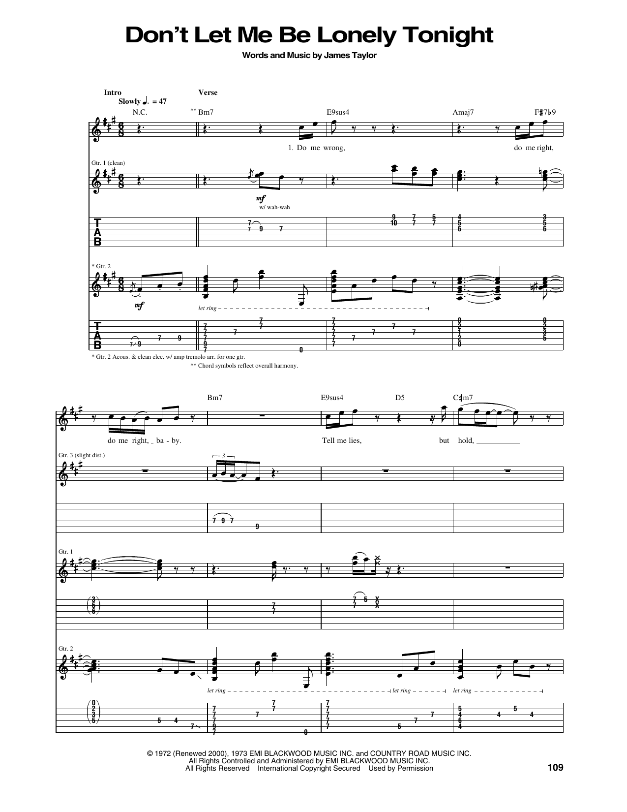 Don't Let Me Be Lonely Tonight: Guitar Tab