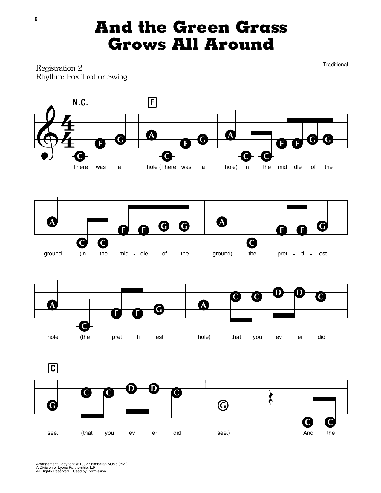 And The Green Grass Grows All Around (from Barney): E-Z Play Today