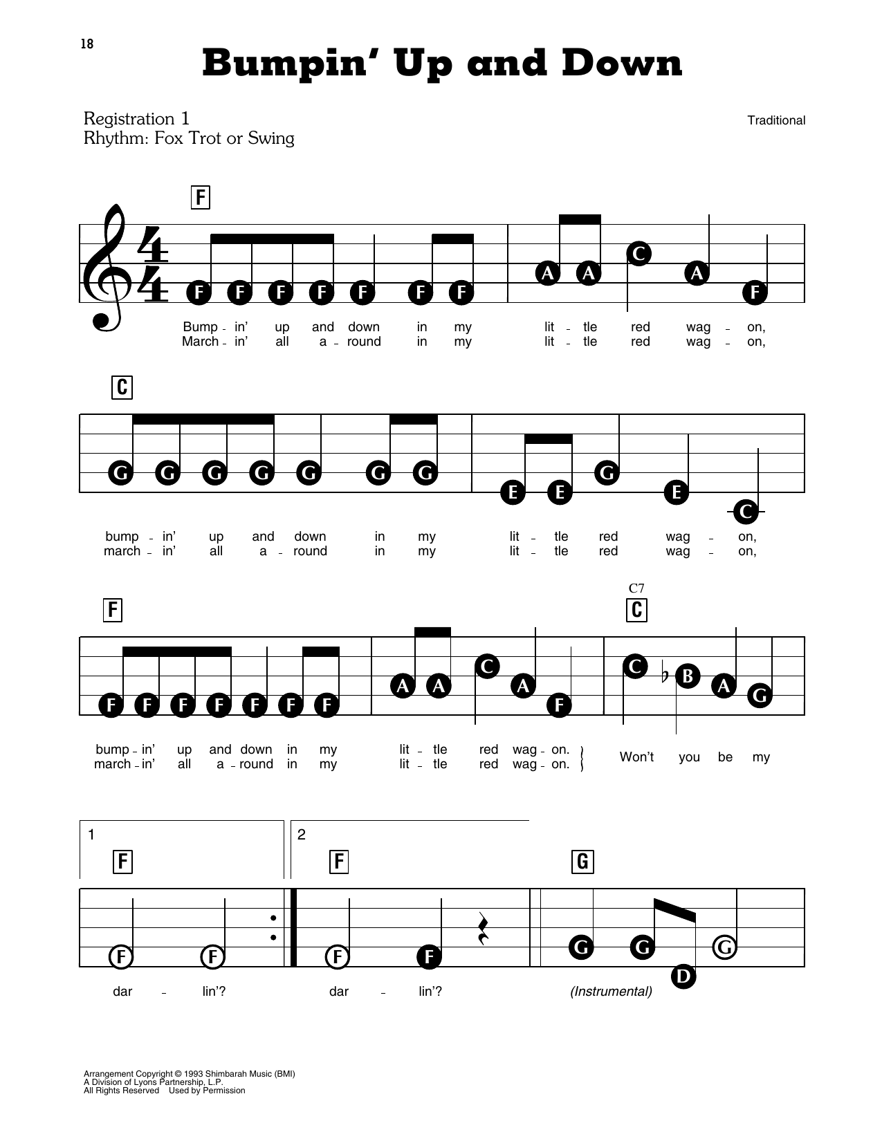 Bumpin' Up And Down (from Barney): E-Z Play Today