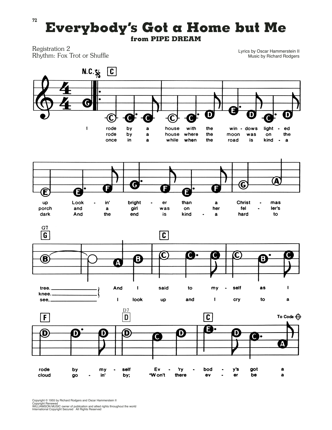 Everybody's Got A Home But Me (from Pipe Dream): E-Z Play Today