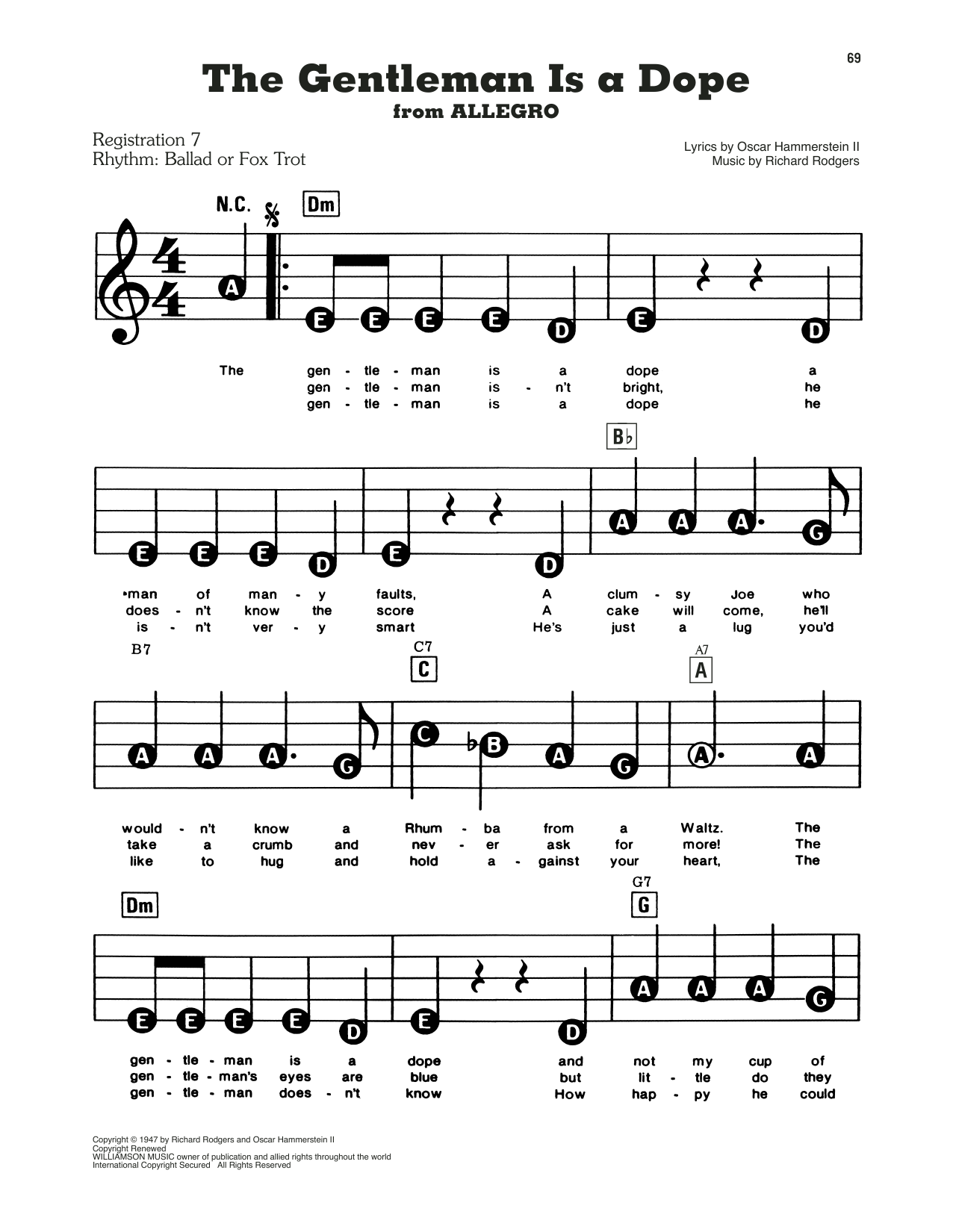The Gentleman Is A Dope (from Allegro): E-Z Play Today